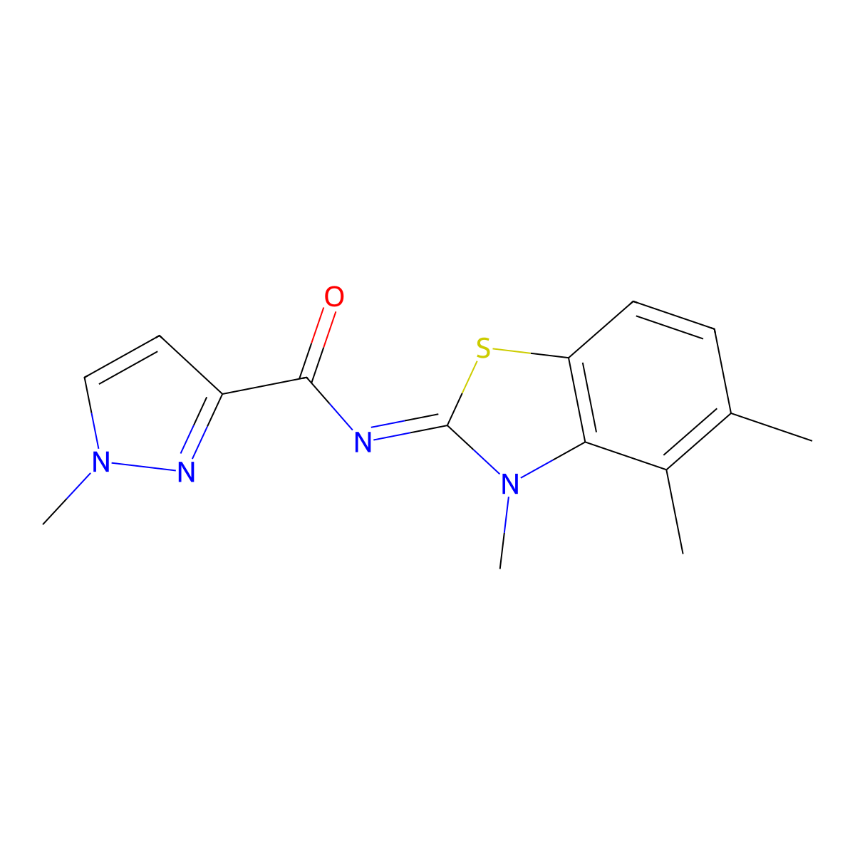 (Z)-1-methyl-N-(3,4,5-trimethylbenzo[d]thiazol-2(3H)-ylidene)-1H-pyrazole-3-carboxamide molecular structure, CAS 1020490-00-9