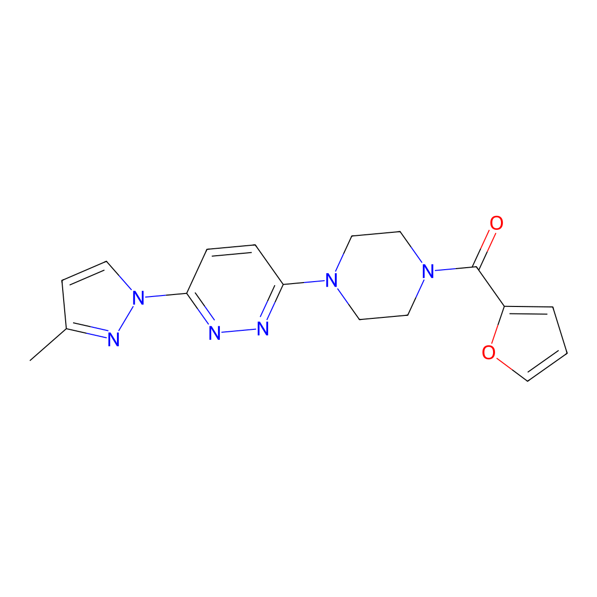3-[4-(furan-2-carbonyl)piperazin-1-yl]-6-(3-methyl-1H-pyrazol-1-yl)pyridazine molecular structure, CAS 1020501-63-6