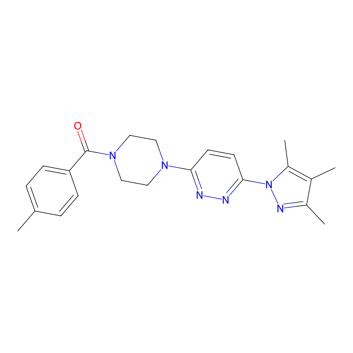 3-[4-(4-methylbenzoyl)piperazin-1-yl]-6-(3,4,5-trimethyl-1H-pyrazol-1-yl)pyridazine molecular structure, CAS 1020501-84-1