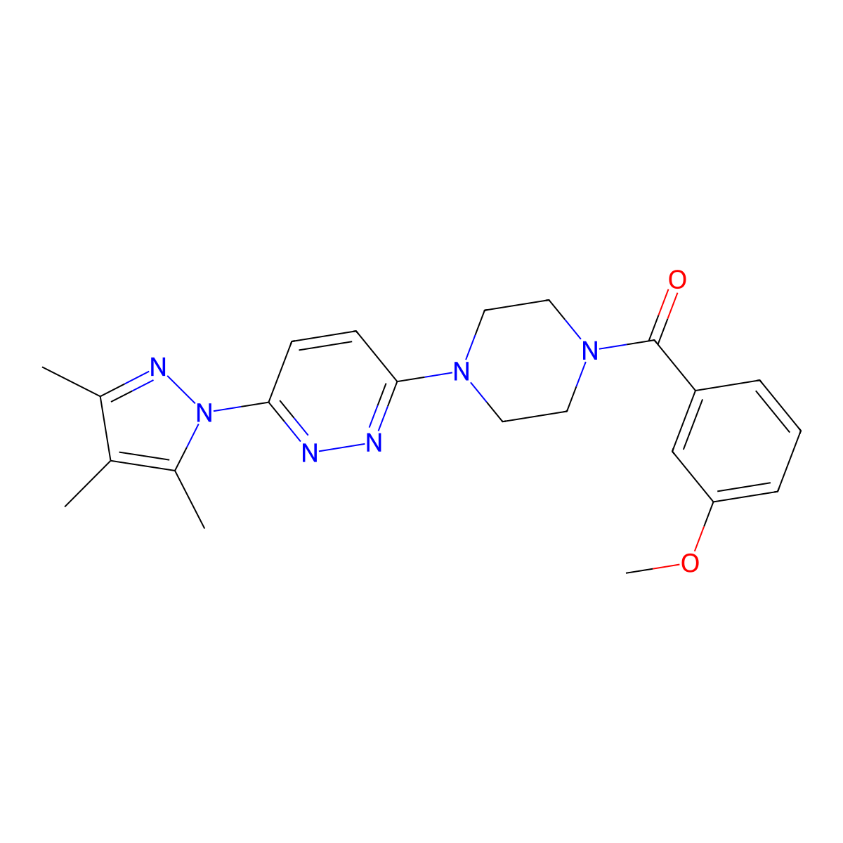 3-[4-(3-methoxybenzoyl)piperazin-1-yl]-6-(3,4,5-trimethyl-1H-pyrazol-1-yl)pyridazine molecular structure, CAS 1020501-95-4