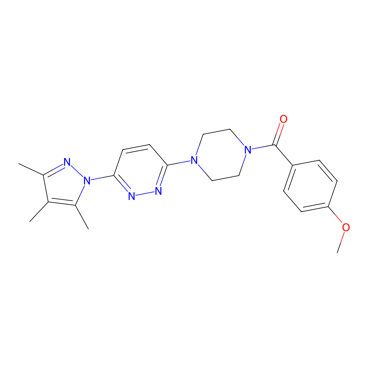 3-[4-(4-methoxybenzoyl)piperazin-1-yl]-6-(3,4,5-trimethyl-1H-pyrazol-1-yl)pyridazine molecular structure, CAS 1020501-98-7