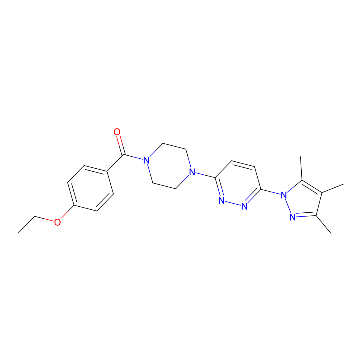 3-[4-(4-ethoxybenzoyl)piperazin-1-yl]-6-(3,4,5-trimethyl-1H-pyrazol-1-yl)pyridazine molecular structure, CAS 1020502-01-5