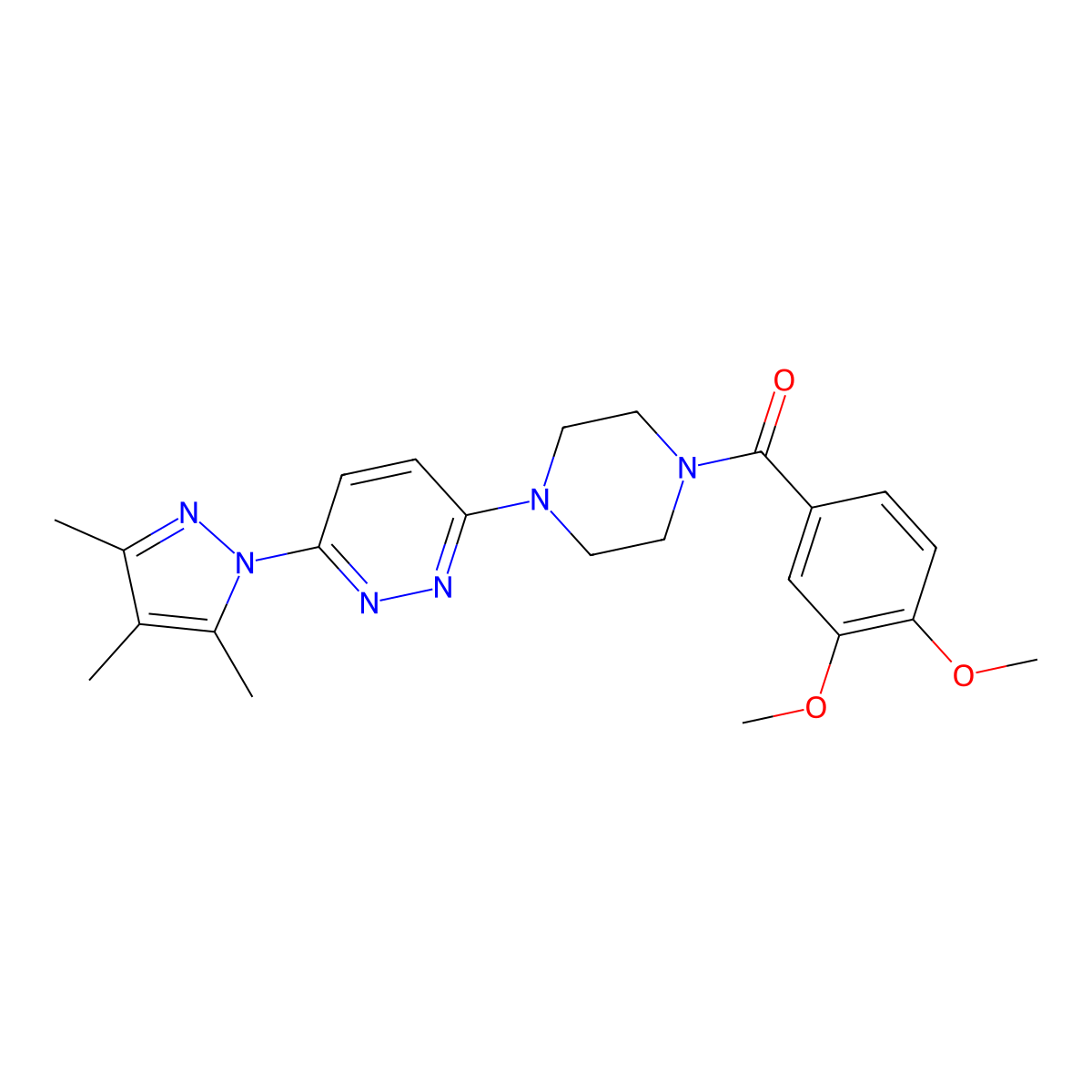 3-[4-(3,4-dimethoxybenzoyl)piperazin-1-yl]-6-(3,4,5-trimethyl-1H-pyrazol-1-yl)pyridazine molecular structure, CAS 1020502-04-8