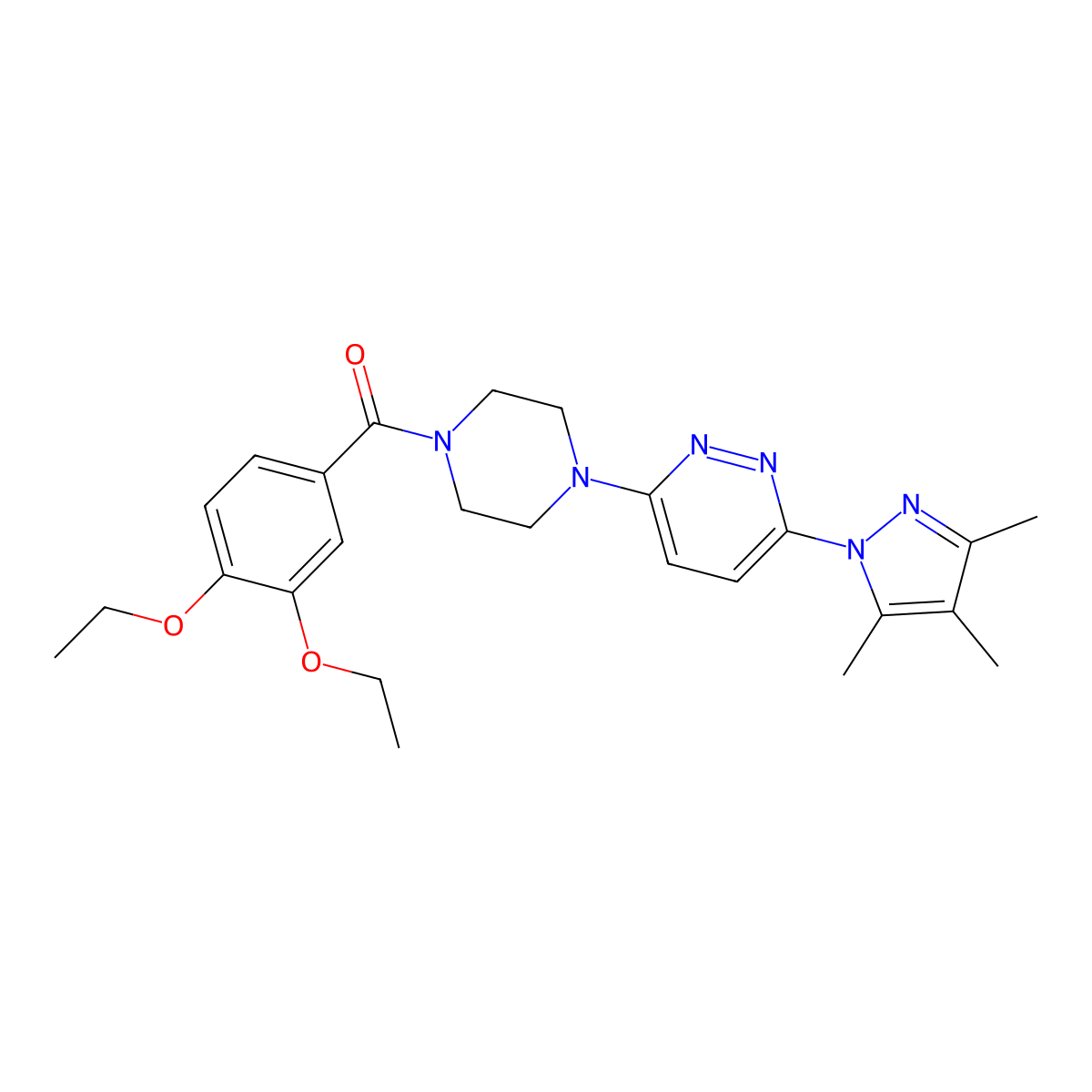 3-[4-(3,4-diethoxybenzoyl)piperazin-1-yl]-6-(3,4,5-trimethyl-1H-pyrazol-1-yl)pyridazine molecular structure, CAS 1020502-11-7
