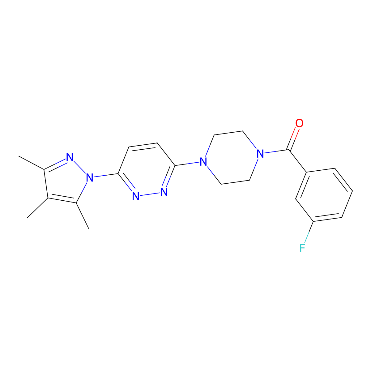3-[4-(3-fluorobenzoyl)piperazin-1-yl]-6-(3,4,5-trimethyl-1H-pyrazol-1-yl)pyridazine molecular structure, CAS 1020502-15-1