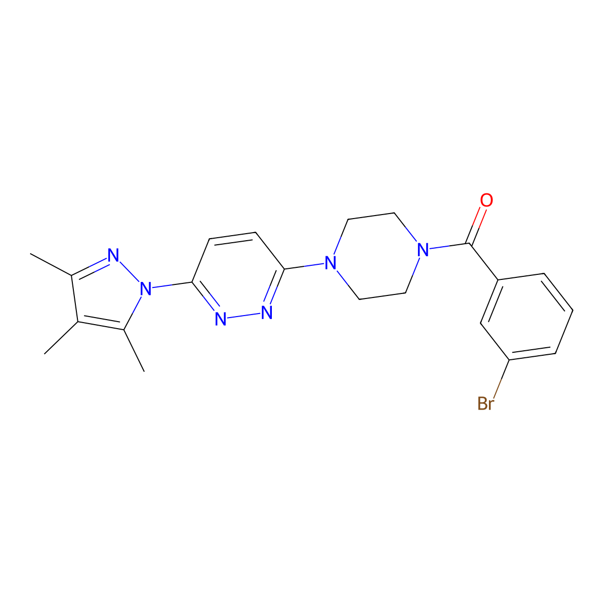 3-[4-(3-bromobenzoyl)piperazin-1-yl]-6-(3,4,5-trimethyl-1H-pyrazol-1-yl)pyridazine molecular structure, CAS 1020502-24-2