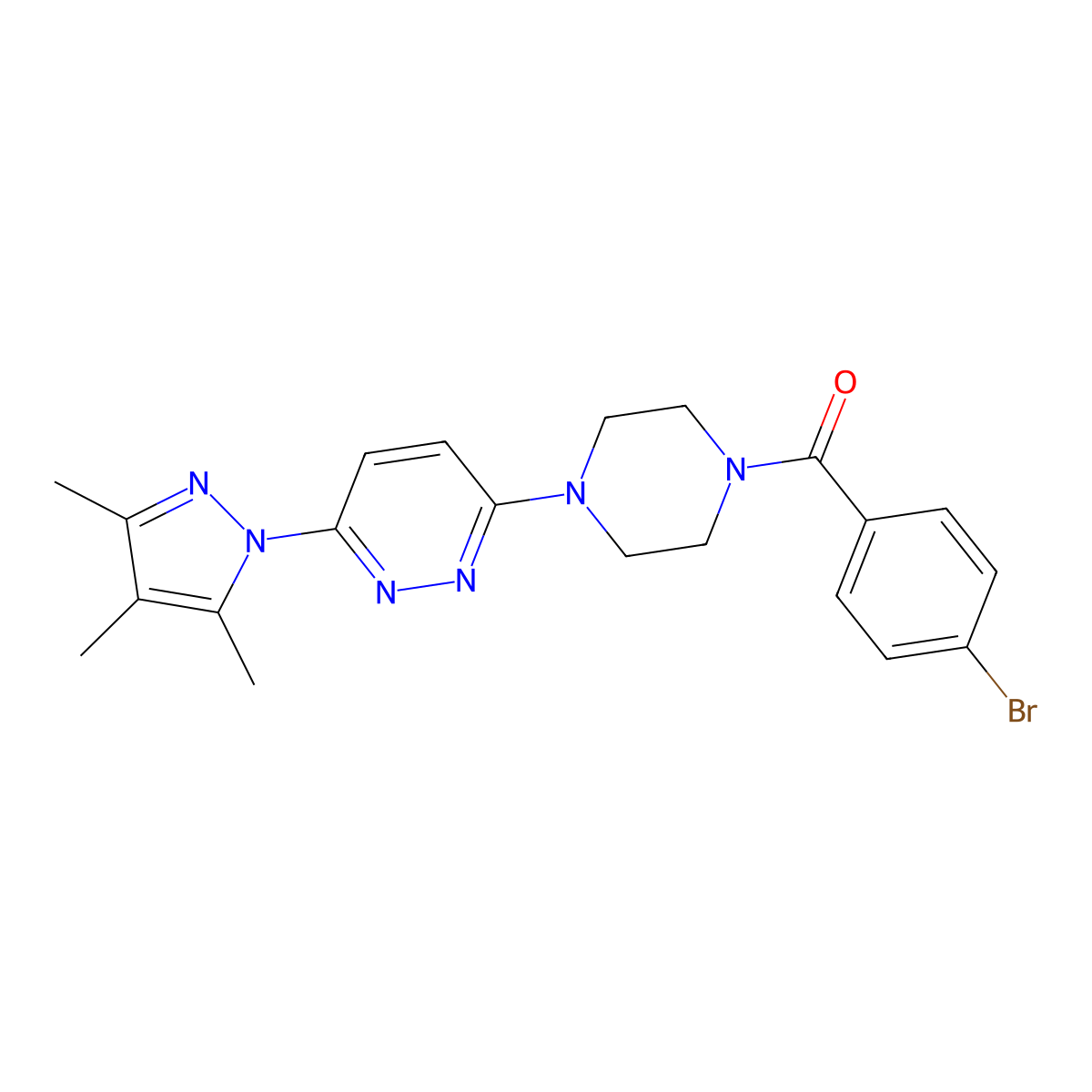 3-[4-(4-bromobenzoyl)piperazin-1-yl]-6-(3,4,5-trimethyl-1H-pyrazol-1-yl)pyridazine molecular structure, CAS 1020502-27-5