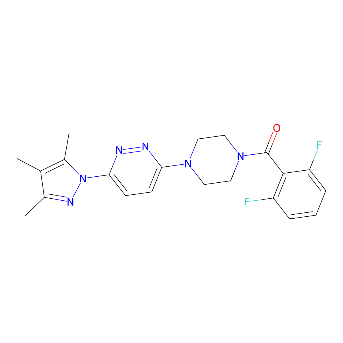 3-[4-(2,6-difluorobenzoyl)piperazin-1-yl]-6-(3,4,5-trimethyl-1H-pyrazol-1-yl)pyridazine molecular structure, CAS 1020502-29-7
