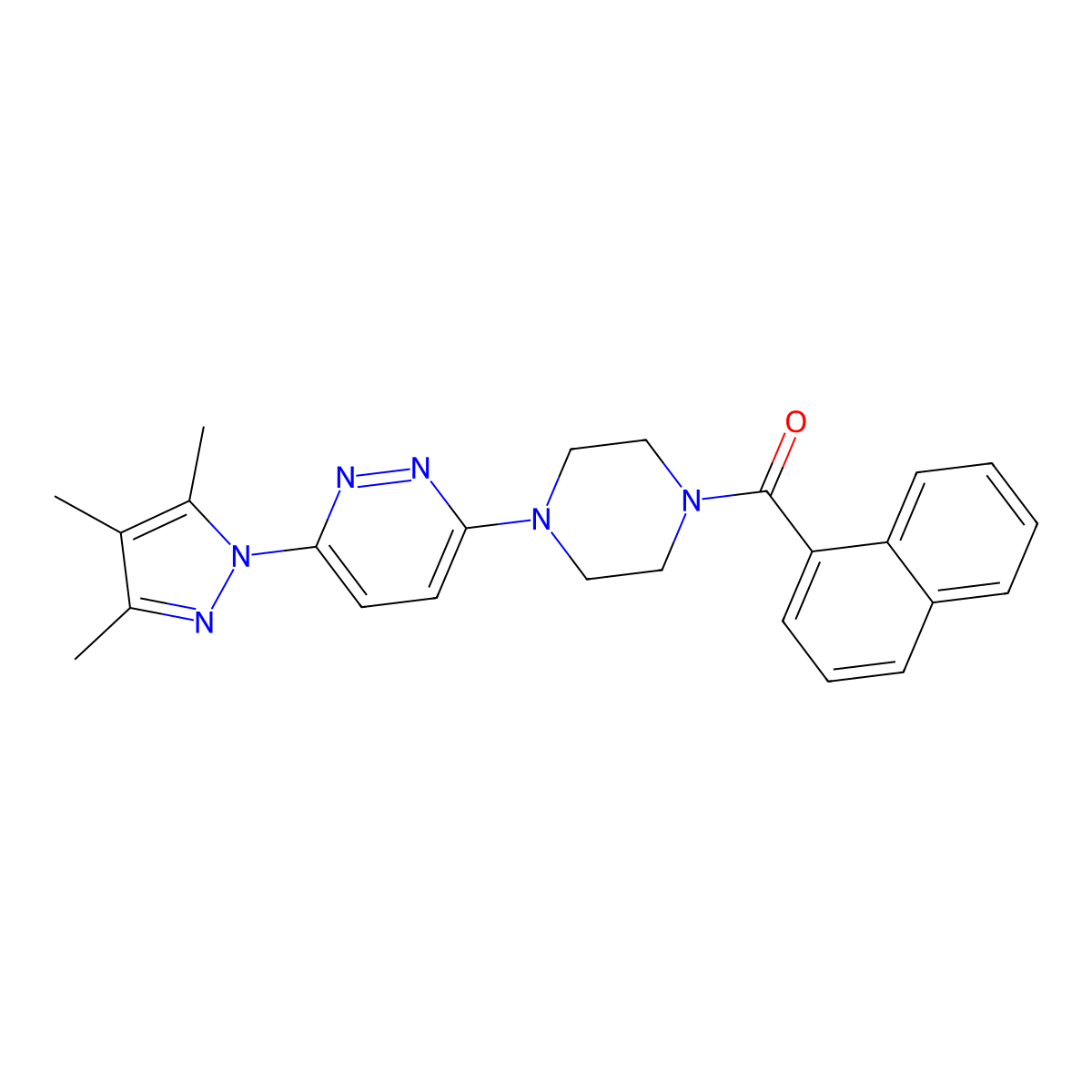 naphthalen-1-yl(4-(6-(3,4,5-trimethyl-1H-pyrazol-1-yl)pyridazin-3-yl)piperazin-1-yl)methanone molecular structure, CAS 1020502-40-2