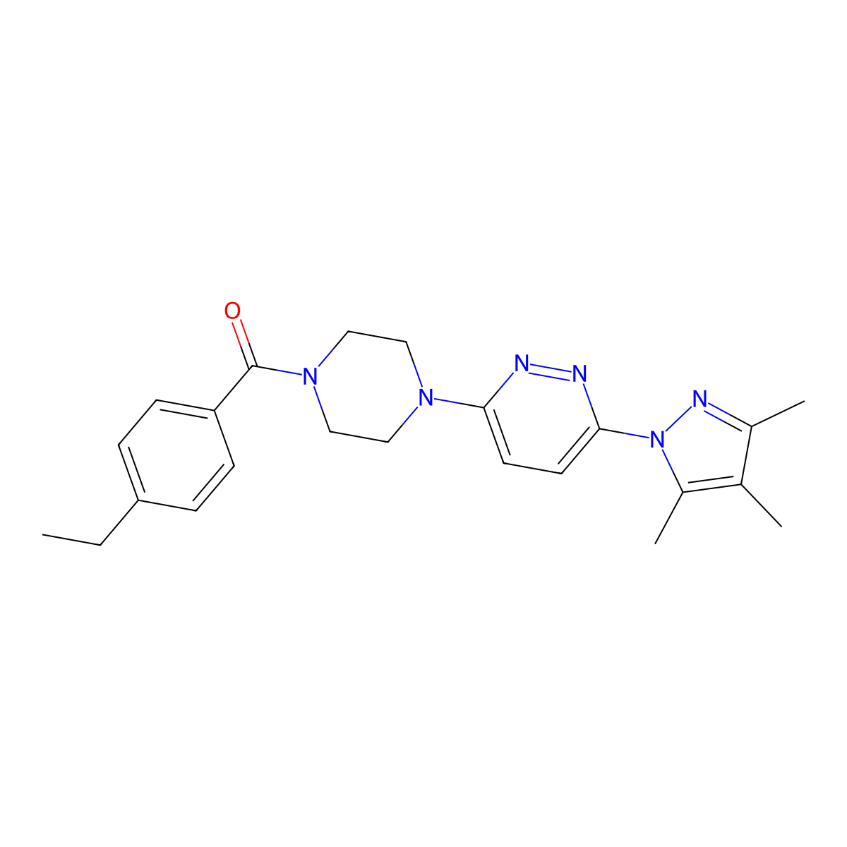 3-[4-(4-ethylbenzoyl)piperazin-1-yl]-6-(3,4,5-trimethyl-1H-pyrazol-1-yl)pyridazine molecular structure, CAS 1020502-60-6