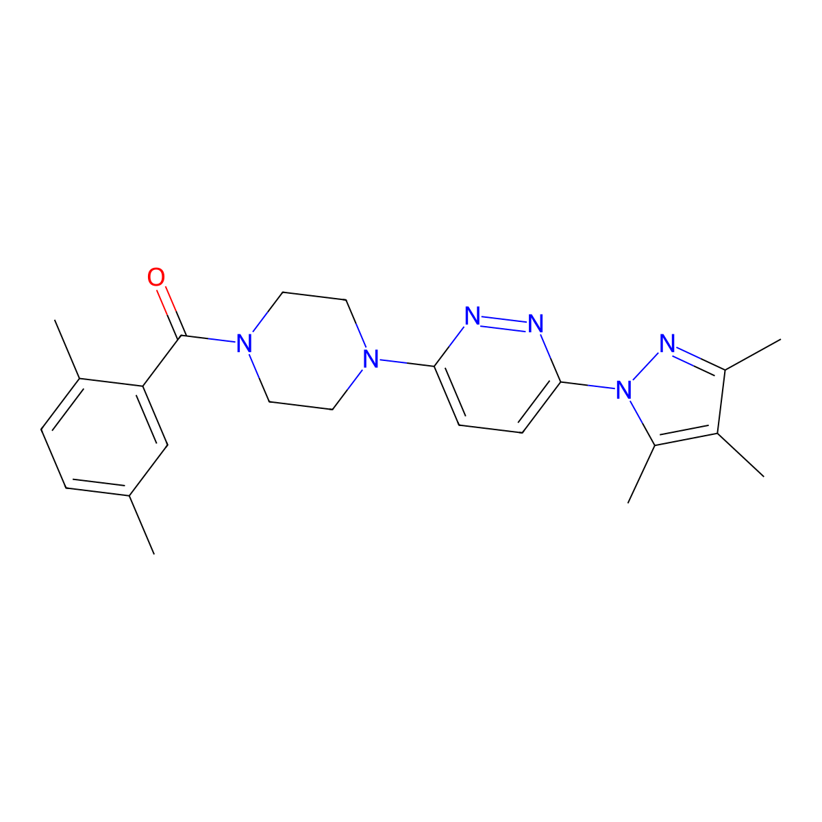 3-[4-(2,5-dimethylbenzoyl)piperazin-1-yl]-6-(3,4,5-trimethyl-1H-pyrazol-1-yl)pyridazine molecular structure, CAS 1020502-61-7