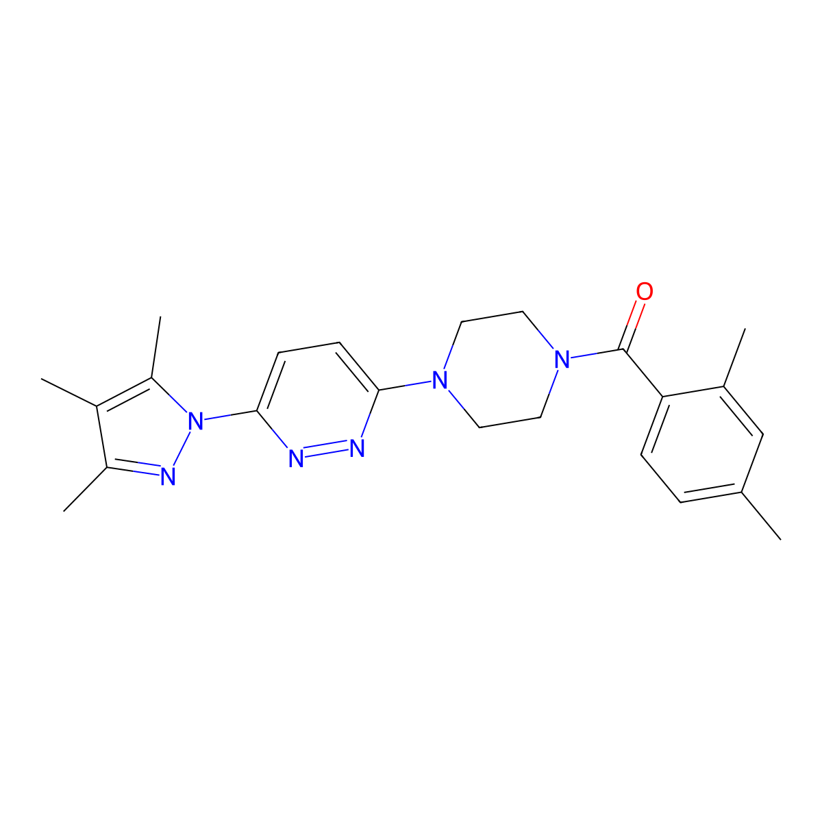 3-[4-(2,4-dimethylbenzoyl)piperazin-1-yl]-6-(3,4,5-trimethyl-1H-pyrazol-1-yl)pyridazine molecular structure, CAS 1020502-62-8