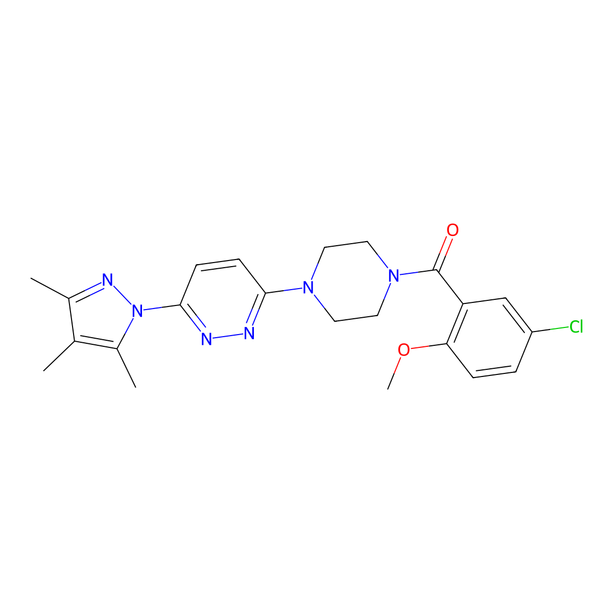 3-[4-(5-chloro-2-methoxybenzoyl)piperazin-1-yl]-6-(3,4,5-trimethyl-1H-pyrazol-1-yl)pyridazine molecular structure, CAS 1020502-64-0