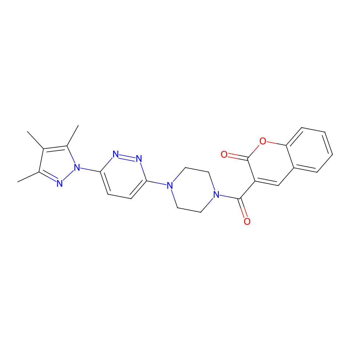 3-(4-(6-(3,4,5-trimethyl-1H-pyrazol-1-yl)pyridazin-3-yl)piperazine-1-carbonyl)-2H-chromen-2-one molecular structure, CAS 1020502-68-4