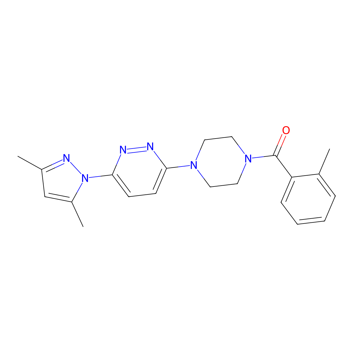 3-(3,5-dimethyl-1H-pyrazol-1-yl)-6-[4-(2-methylbenzoyl)piperazin-1-yl]pyridazine molecular structure, CAS 1020502-71-9