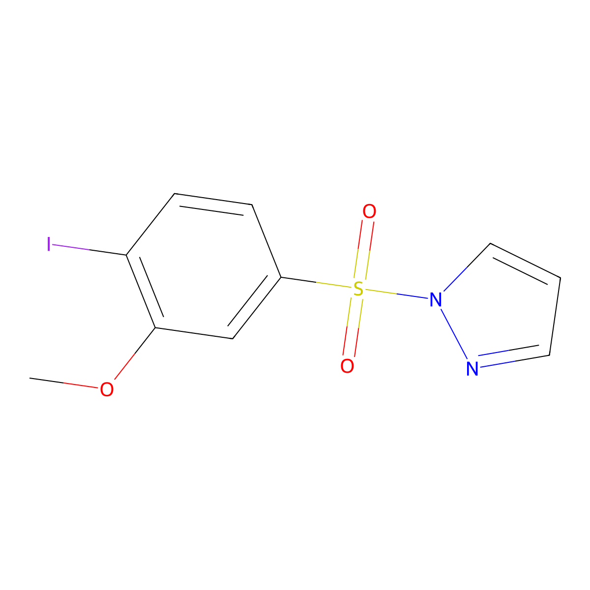 1-(4-iodo-3-methoxybenzenesulfonyl)-1H-pyrazole molecular structure, CAS 1020502-72-0