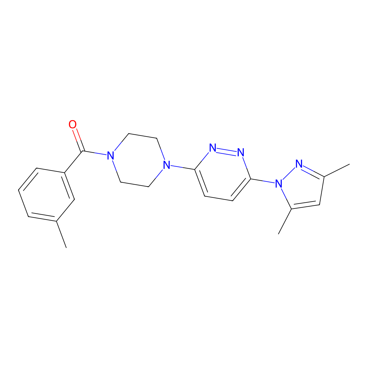 3-(3,5-dimethyl-1H-pyrazol-1-yl)-6-[4-(3-methylbenzoyl)piperazin-1-yl]pyridazine molecular structure, CAS 1020502-73-1