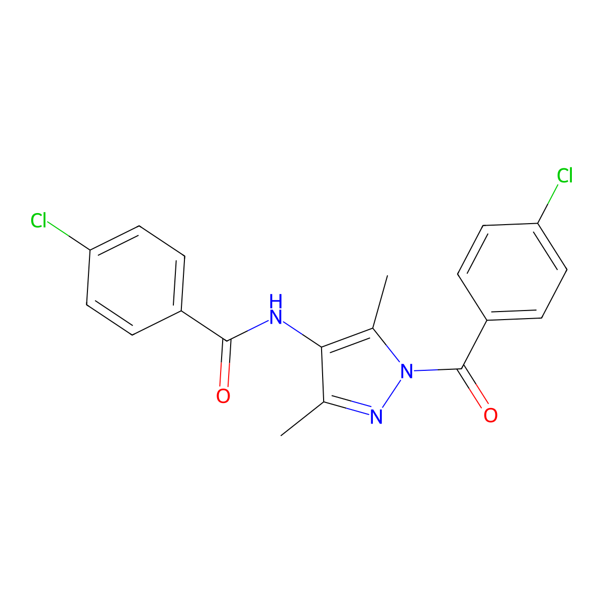 4-chloro-N-[1-(4-chlorobenzoyl)-3,5-dimethyl-1H-pyrazol-4-yl]benzamide molecular structure, CAS 1020502-74-2