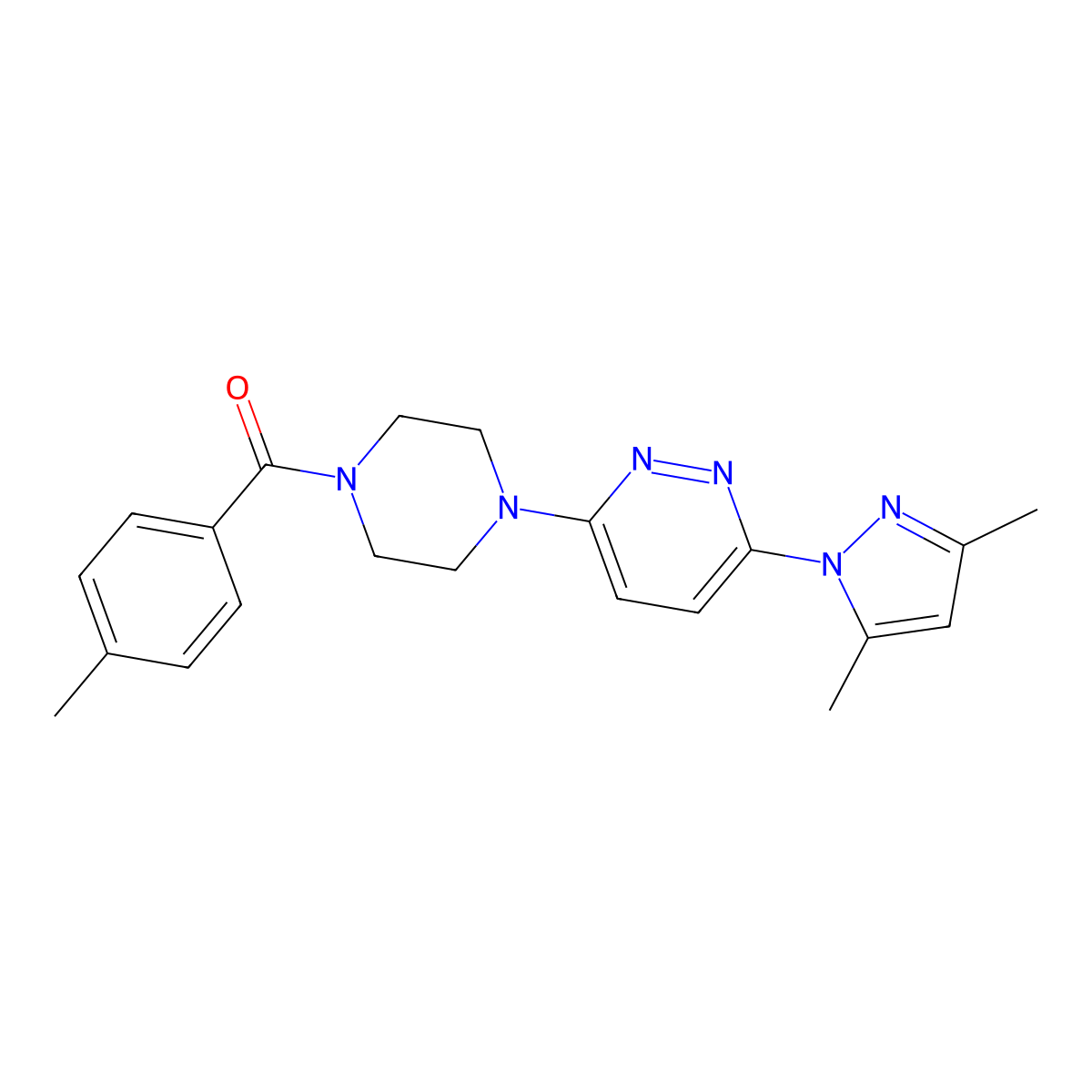 3-(3,5-dimethyl-1H-pyrazol-1-yl)-6-[4-(4-methylbenzoyl)piperazin-1-yl]pyridazine molecular structure, CAS 1020502-75-3