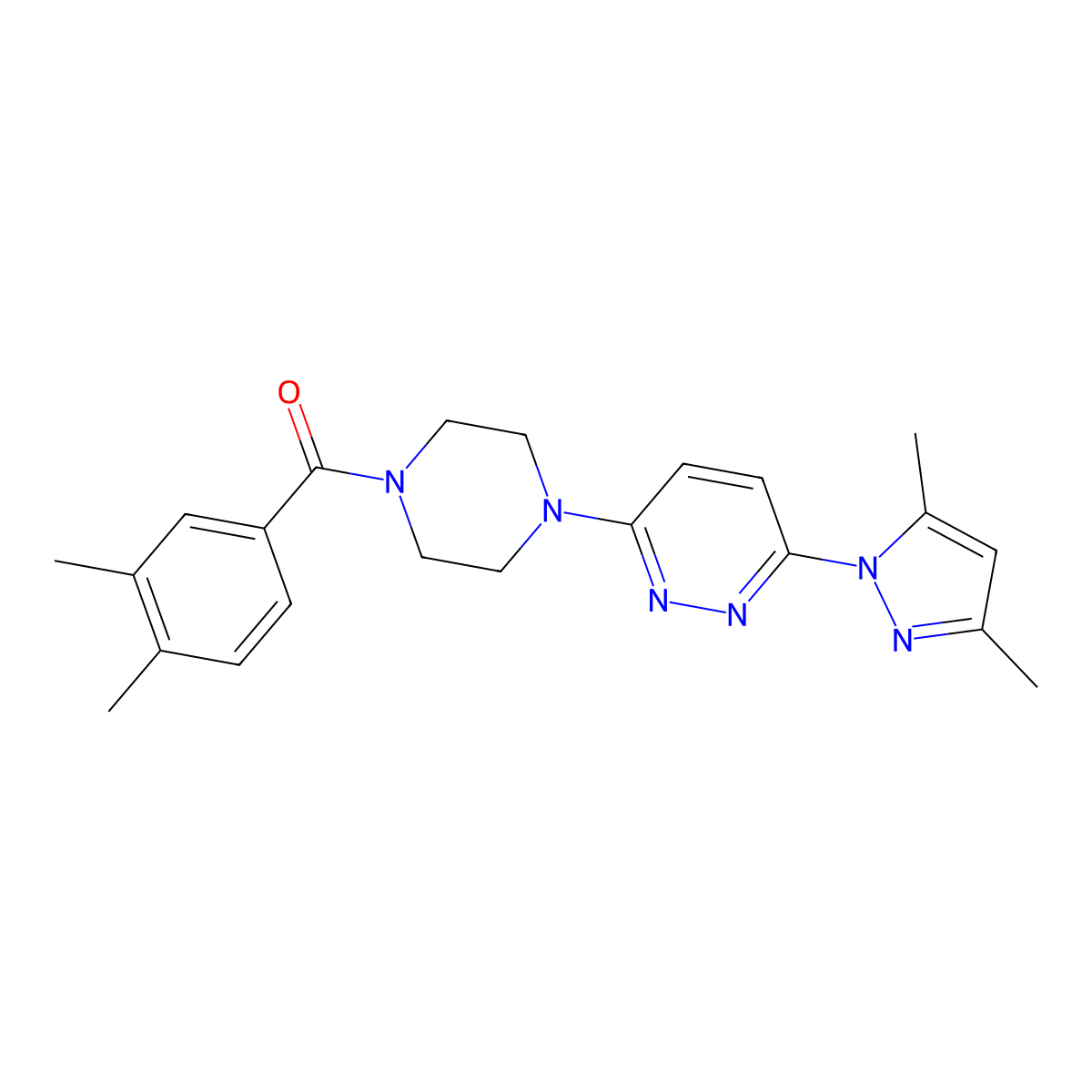 3-(3,5-dimethyl-1H-pyrazol-1-yl)-6-[4-(3,4-dimethylbenzoyl)piperazin-1-yl]pyridazine molecular structure, CAS 1020502-79-7