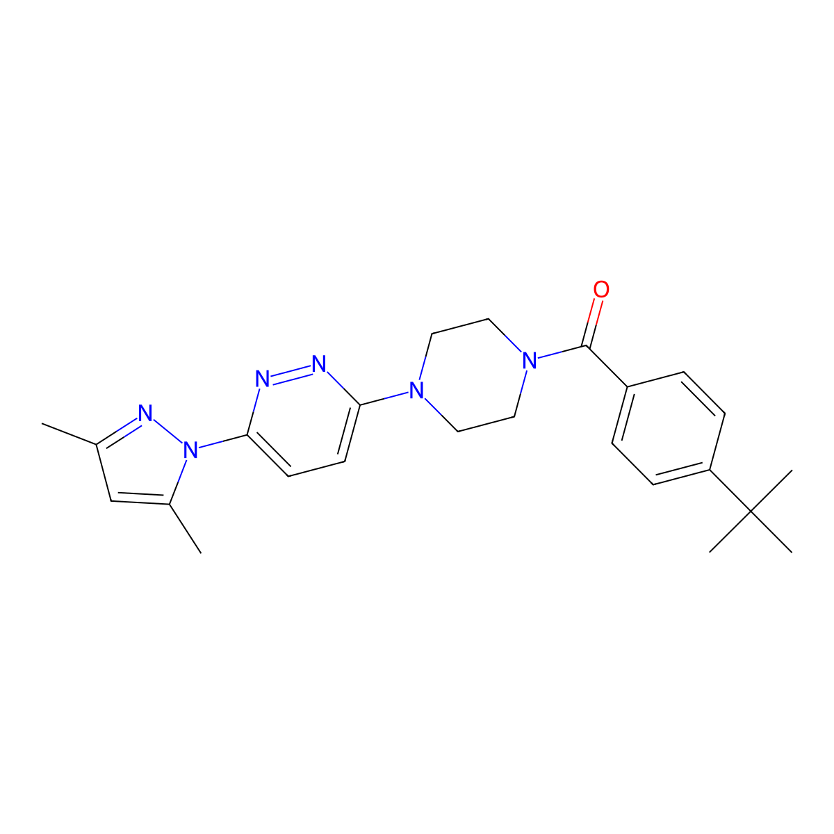 3-[4-(4-tert-butylbenzoyl)piperazin-1-yl]-6-(3,5-dimethyl-1H-pyrazol-1-yl)pyridazine molecular structure, CAS 1020502-80-0