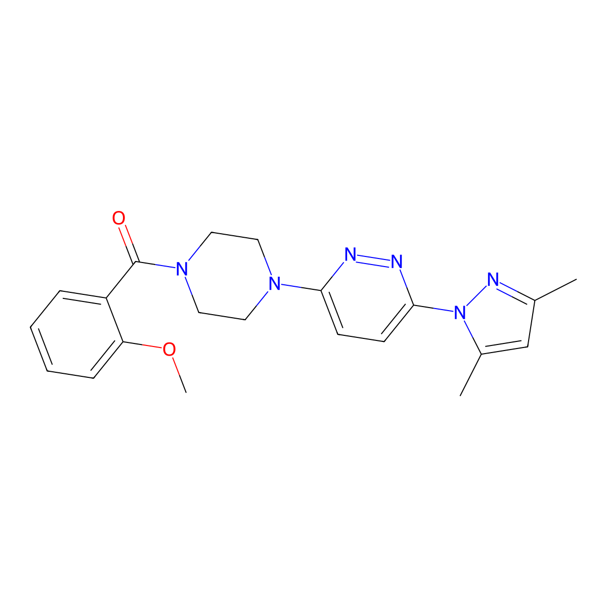 3-(3,5-dimethyl-1H-pyrazol-1-yl)-6-[4-(2-methoxybenzoyl)piperazin-1-yl]pyridazine molecular structure, CAS 1020502-81-1