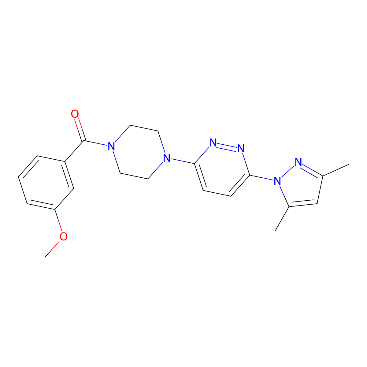 3-(3,5-dimethyl-1H-pyrazol-1-yl)-6-[4-(3-methoxybenzoyl)piperazin-1-yl]pyridazine molecular structure, CAS 1020502-82-2