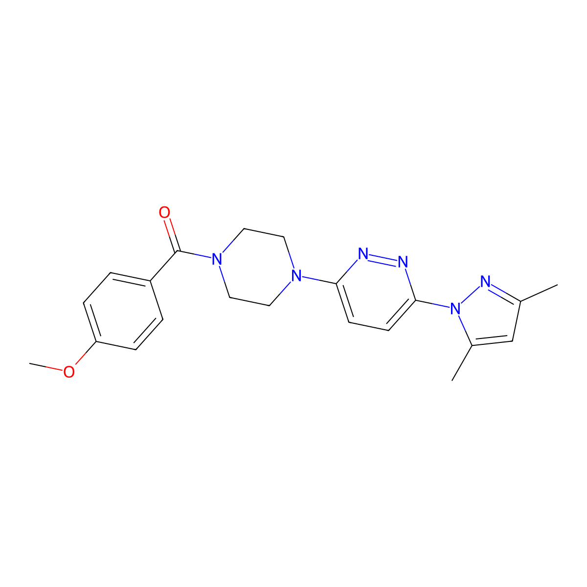 3-(3,5-dimethyl-1H-pyrazol-1-yl)-6-[4-(4-methoxybenzoyl)piperazin-1-yl]pyridazine molecular structure, CAS 1020502-83-3