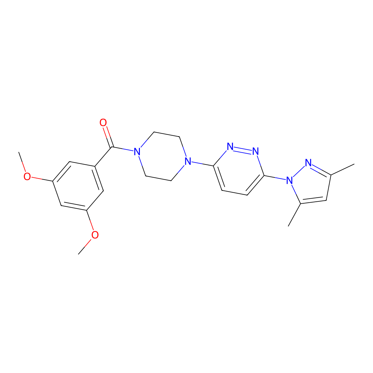 3-[4-(3,5-dimethoxybenzoyl)piperazin-1-yl]-6-(3,5-dimethyl-1H-pyrazol-1-yl)pyridazine molecular structure, CAS 1020502-87-7