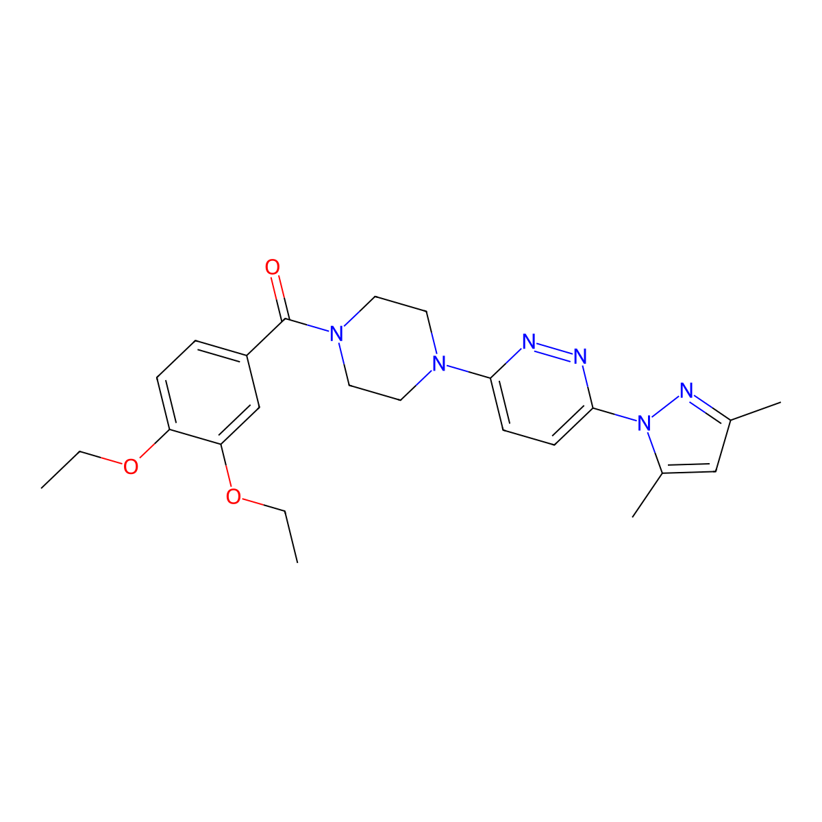 3-[4-(3,4-diethoxybenzoyl)piperazin-1-yl]-6-(3,5-dimethyl-1H-pyrazol-1-yl)pyridazine molecular structure, CAS 1020502-88-8