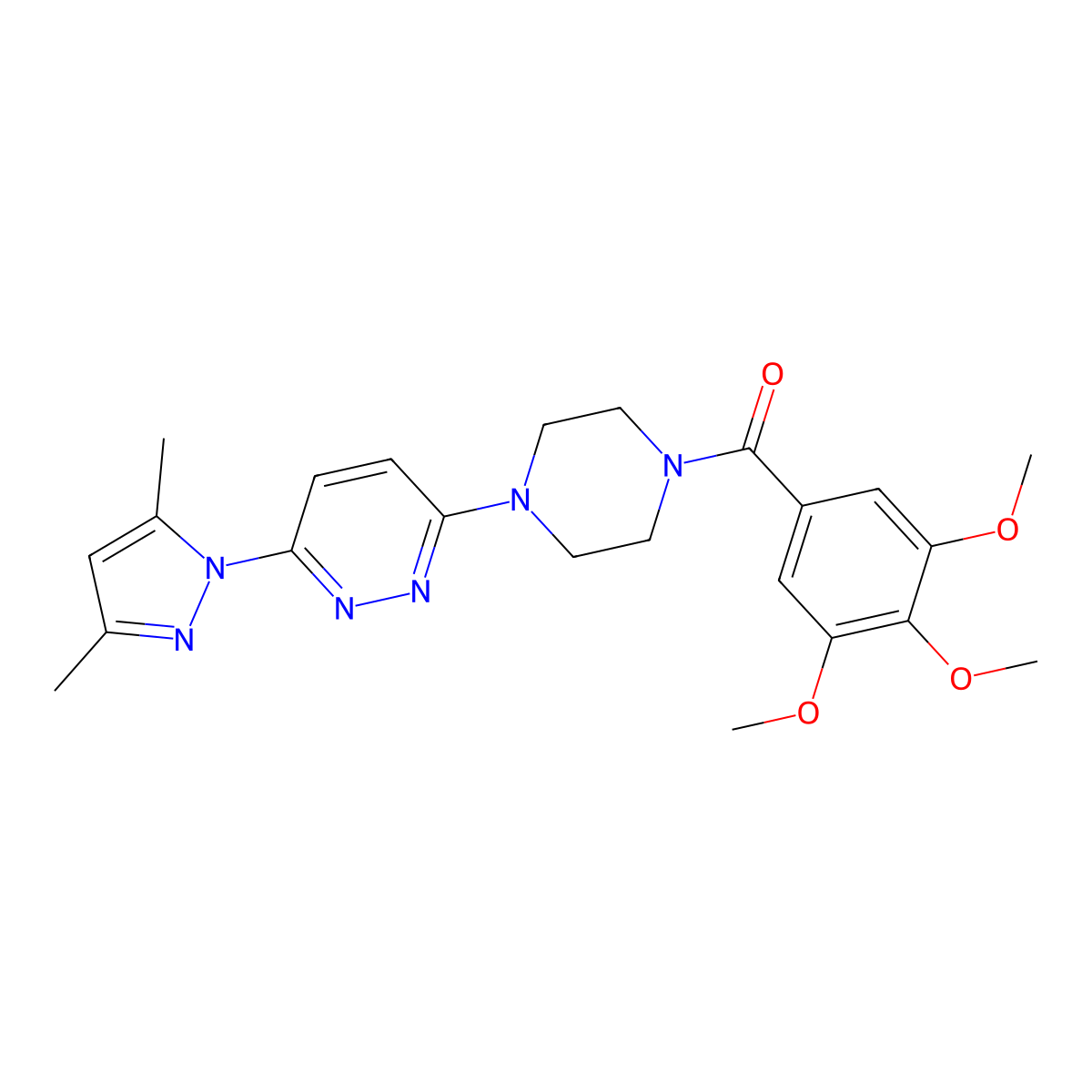 3-(3,5-dimethyl-1H-pyrazol-1-yl)-6-[4-(3,4,5-trimethoxybenzoyl)piperazin-1-yl]pyridazine molecular structure, CAS 1020502-89-9