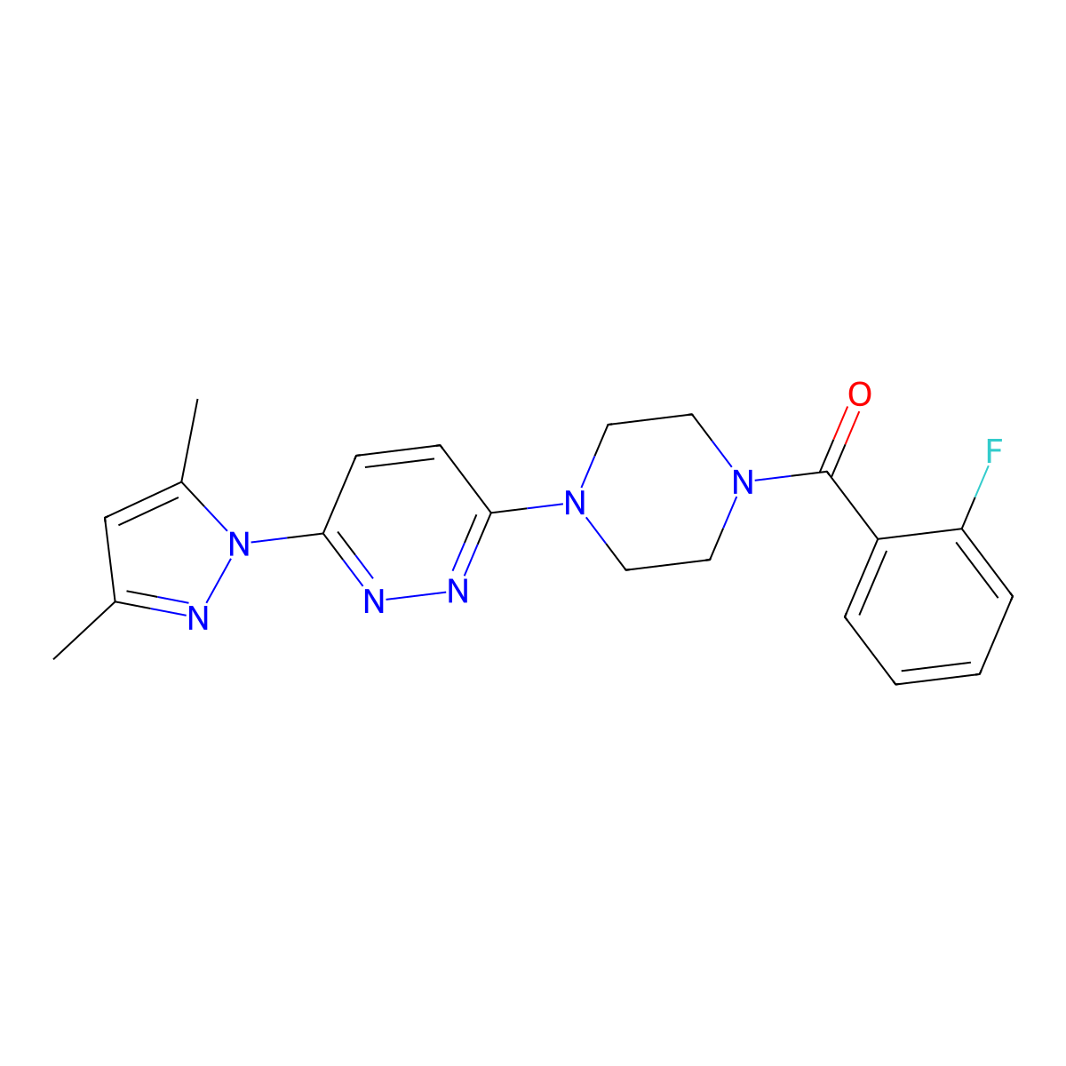 3-(3,5-dimethyl-1H-pyrazol-1-yl)-6-[4-(2-fluorobenzoyl)piperazin-1-yl]pyridazine molecular structure, CAS 1020502-91-3