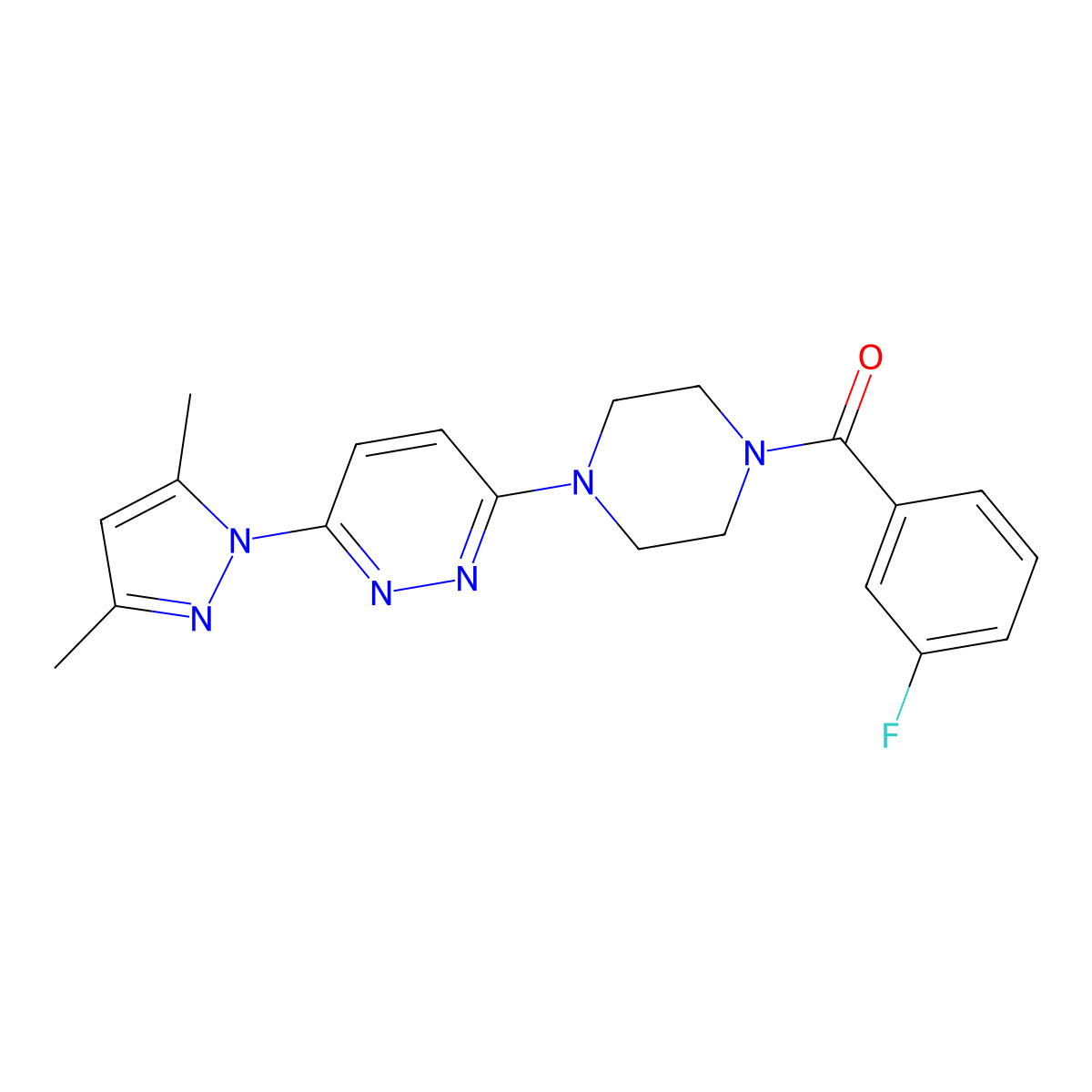 3-(3,5-dimethyl-1H-pyrazol-1-yl)-6-[4-(3-fluorobenzoyl)piperazin-1-yl]pyridazine molecular structure, CAS 1020502-93-5