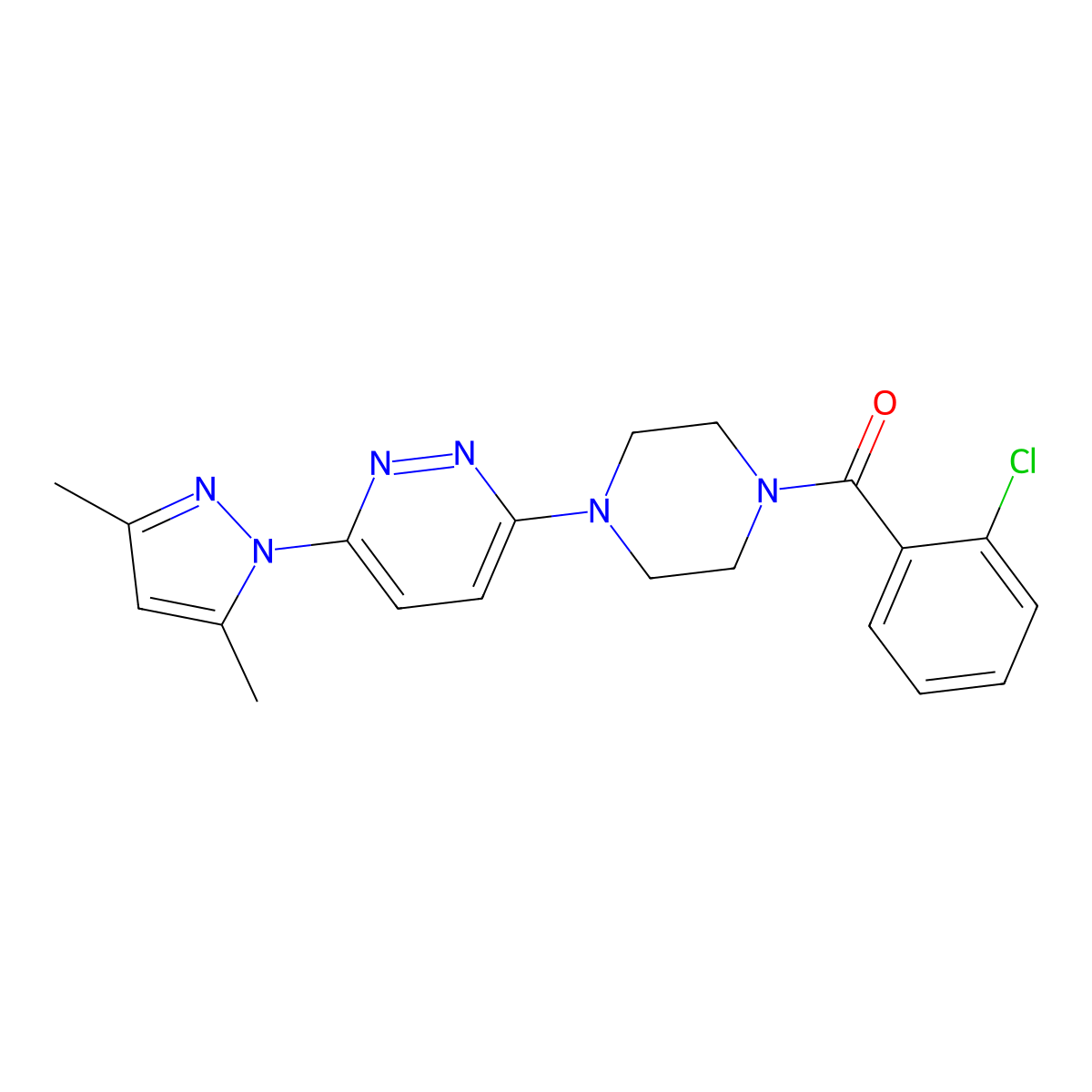 3-[4-(2-chlorobenzoyl)piperazin-1-yl]-6-(3,5-dimethyl-1H-pyrazol-1-yl)pyridazine molecular structure, CAS 1020502-96-8