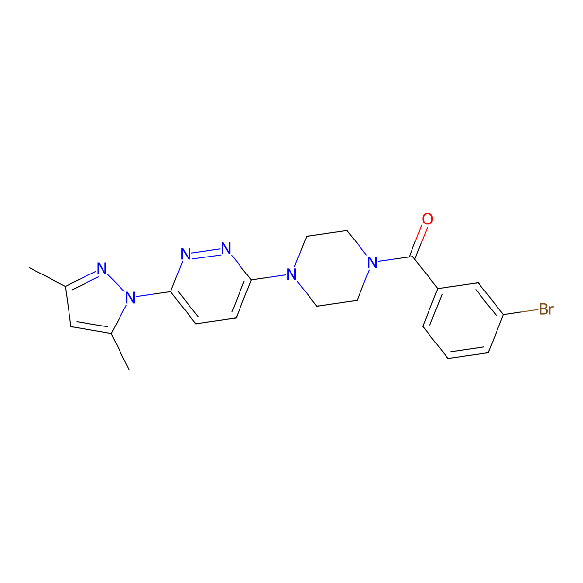 3-[4-(3-bromobenzoyl)piperazin-1-yl]-6-(3,5-dimethyl-1H-pyrazol-1-yl)pyridazine molecular structure, CAS 1020503-01-8