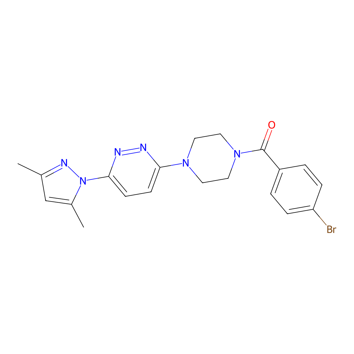 3-[4-(4-bromobenzoyl)piperazin-1-yl]-6-(3,5-dimethyl-1H-pyrazol-1-yl)pyridazine molecular structure, CAS 1020503-02-9