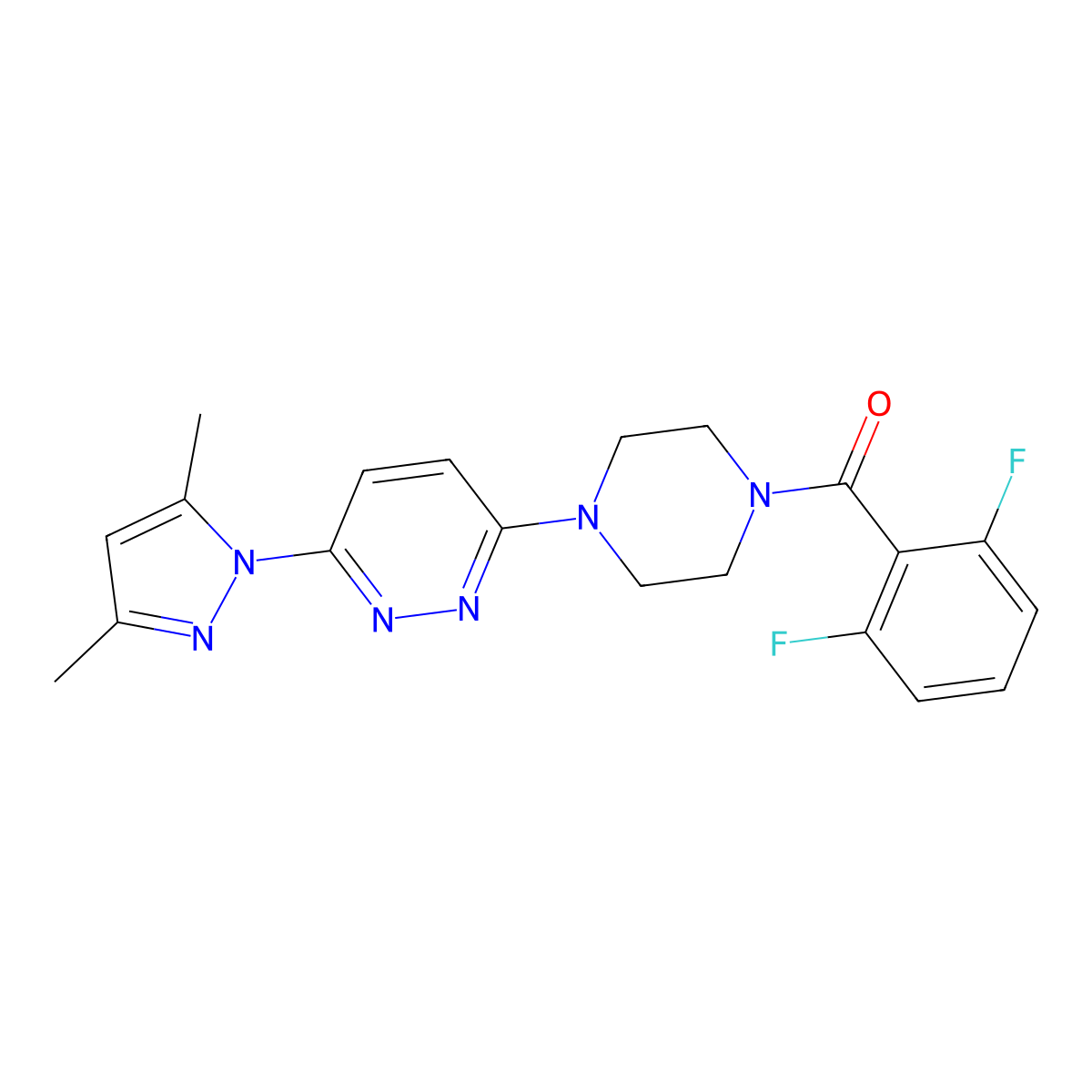 3-[4-(2,6-difluorobenzoyl)piperazin-1-yl]-6-(3,5-dimethyl-1H-pyrazol-1-yl)pyridazine molecular structure, CAS 1020503-03-0