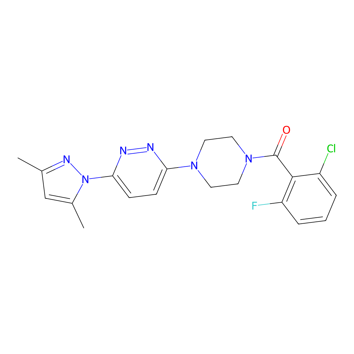 3-[4-(2-chloro-6-fluorobenzoyl)piperazin-1-yl]-6-(3,5-dimethyl-1H-pyrazol-1-yl)pyridazine molecular structure, CAS 1020503-04-1