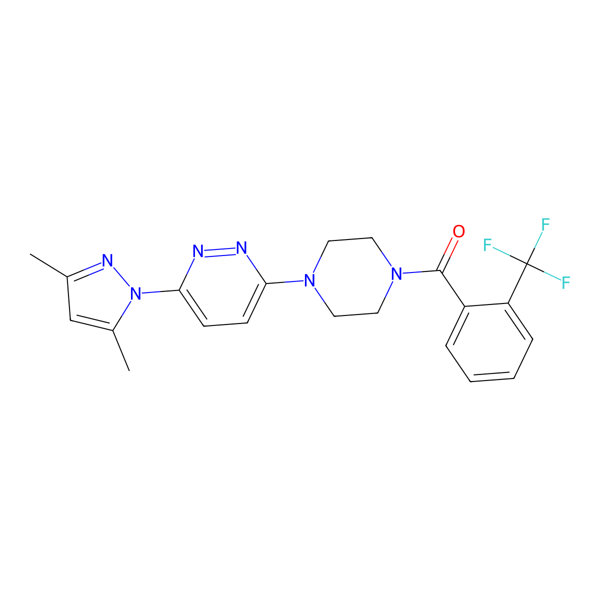 3-(3,5-dimethyl-1H-pyrazol-1-yl)-6-{4-[2-(trifluoromethyl)benzoyl]piperazin-1-yl}pyridazine molecular structure, CAS 1020503-06-3