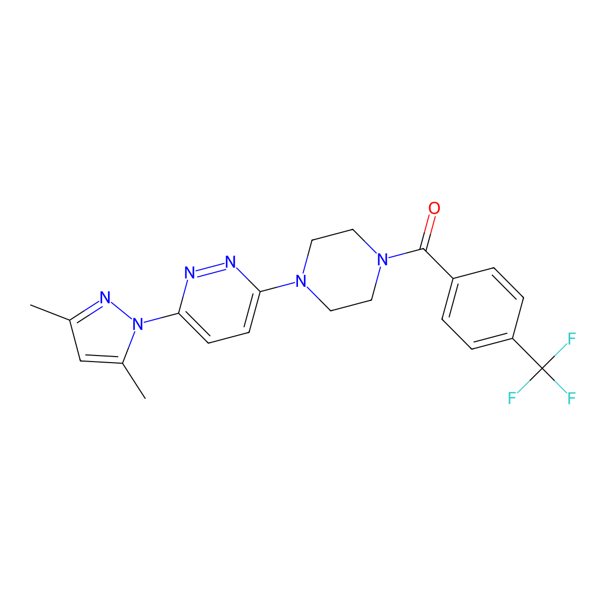3-(3,5-dimethyl-1H-pyrazol-1-yl)-6-{4-[4-(trifluoromethyl)benzoyl]piperazin-1-yl}pyridazine molecular structure, CAS 1020503-08-5