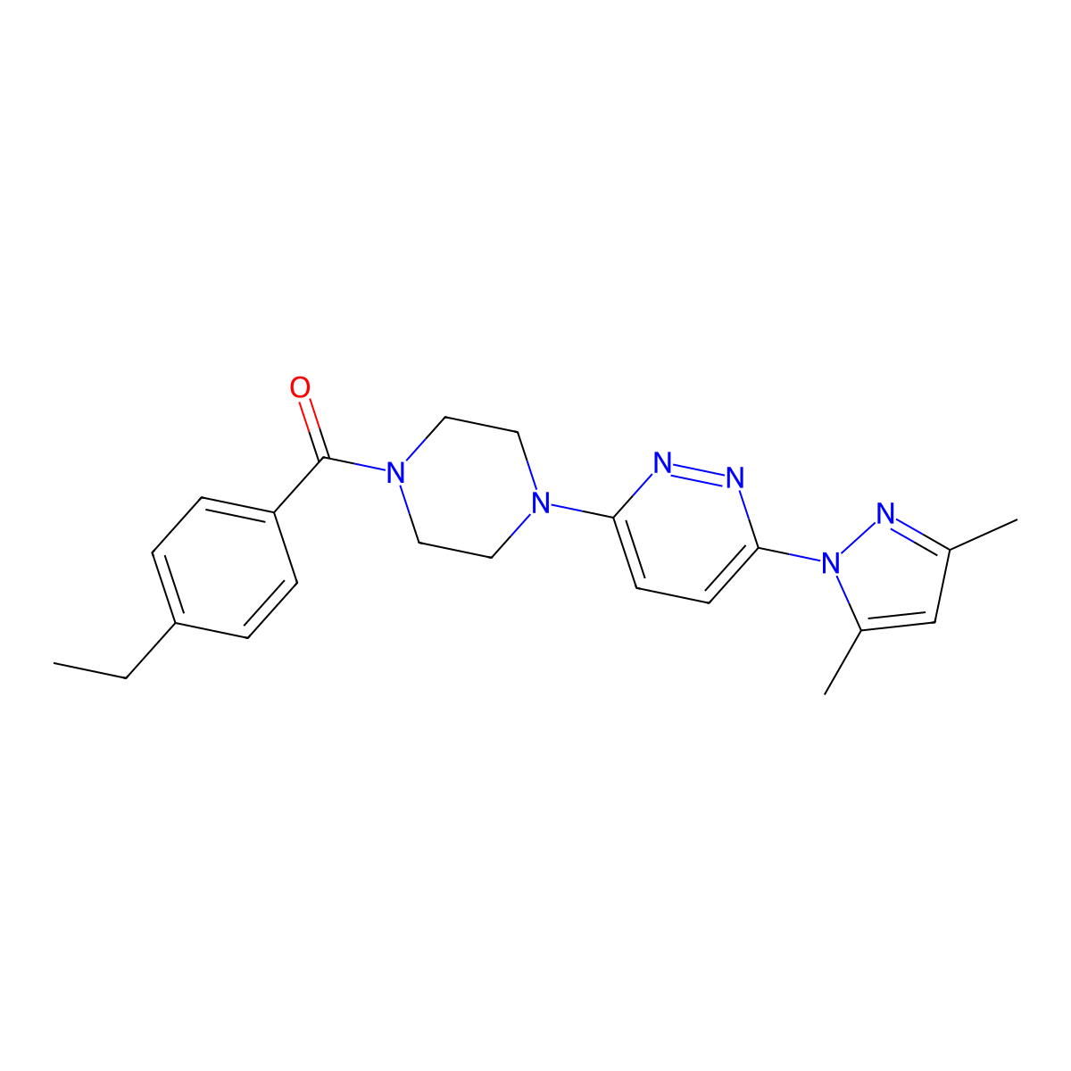 3-(3,5-dimethyl-1H-pyrazol-1-yl)-6-[4-(4-ethylbenzoyl)piperazin-1-yl]pyridazine molecular structure, CAS 1020503-23-4