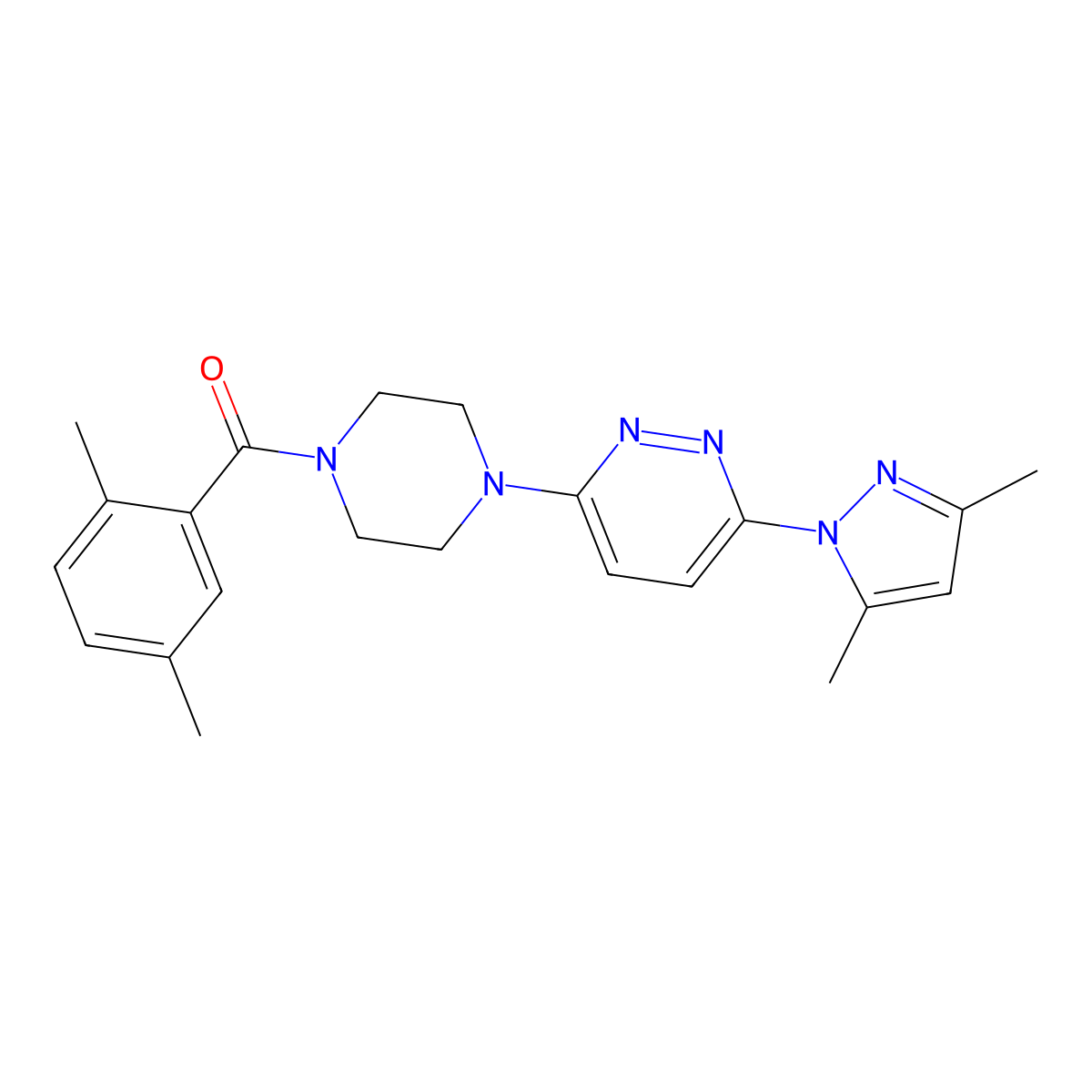 3-(3,5-dimethyl-1H-pyrazol-1-yl)-6-[4-(2,5-dimethylbenzoyl)piperazin-1-yl]pyridazine molecular structure, CAS 1020503-24-5