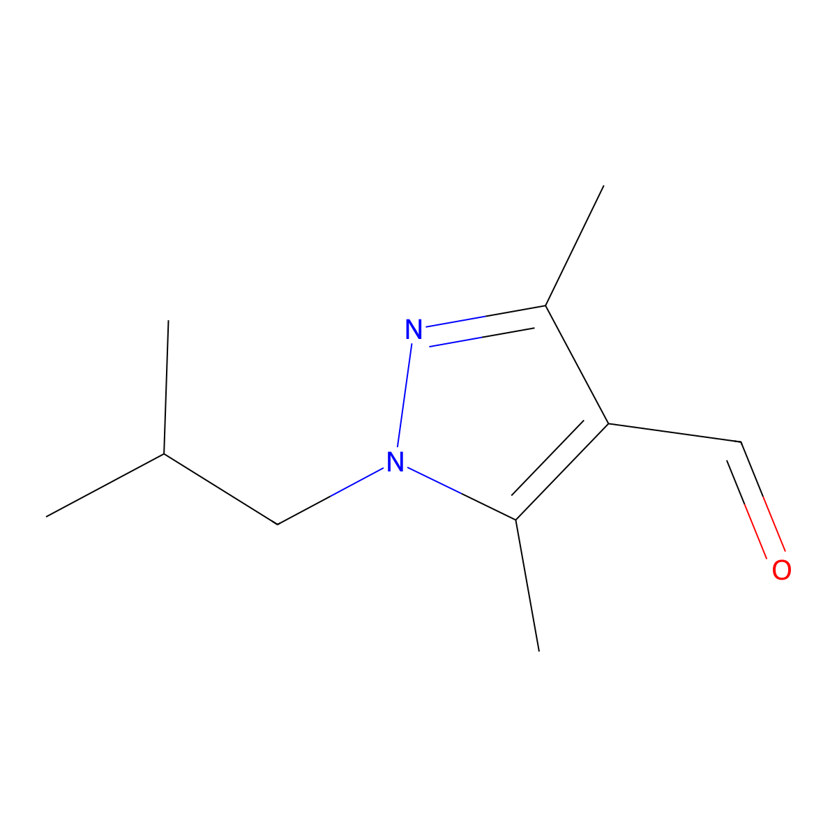 1-Isobutyl-3,5-dimethyl-1H-pyrazole-4-carbaldehyde molecular structure, CAS 1020519-11-2