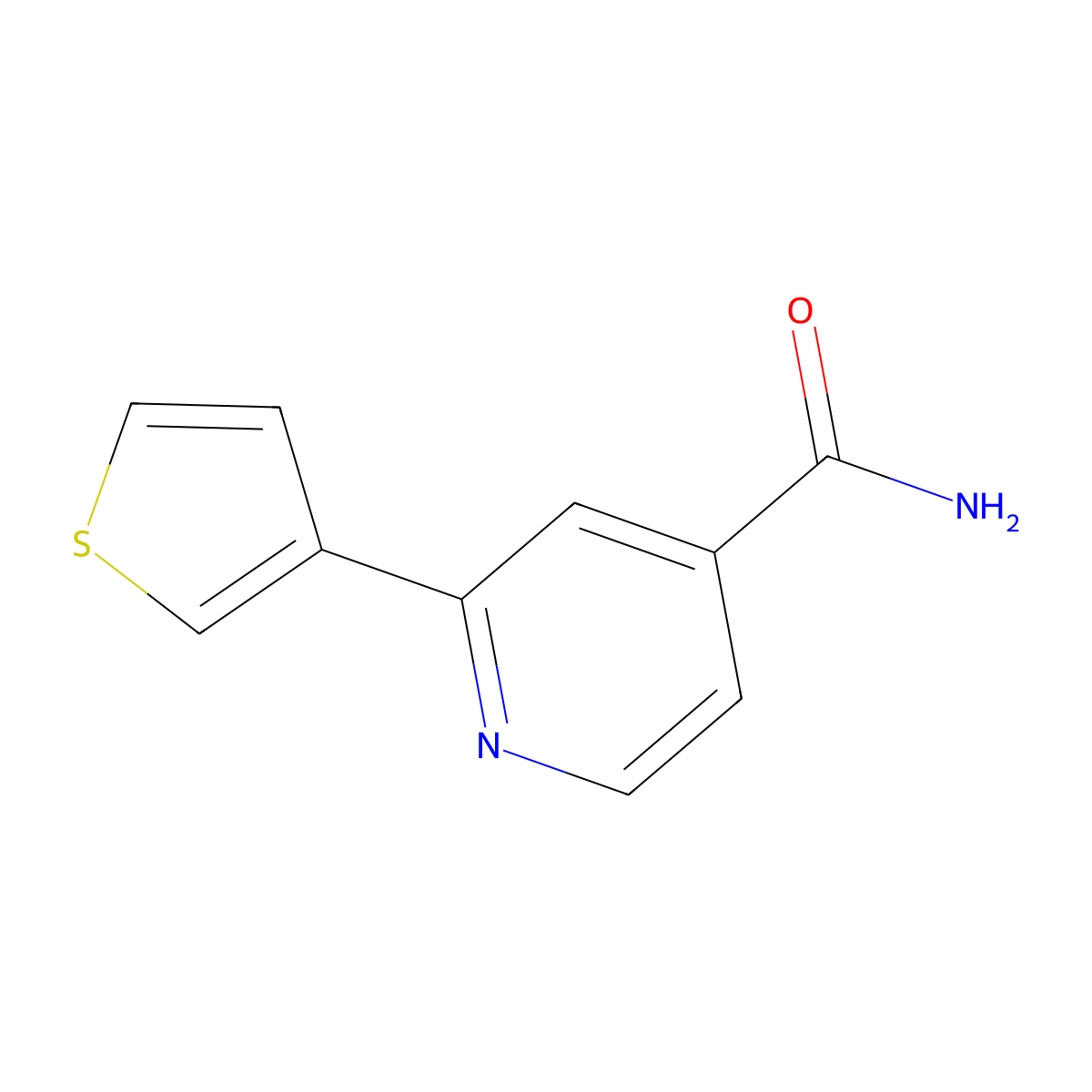 2-(Thiophen-3-yl)pyridine-4-carboxamide molecular structure, CAS 1020540-61-7