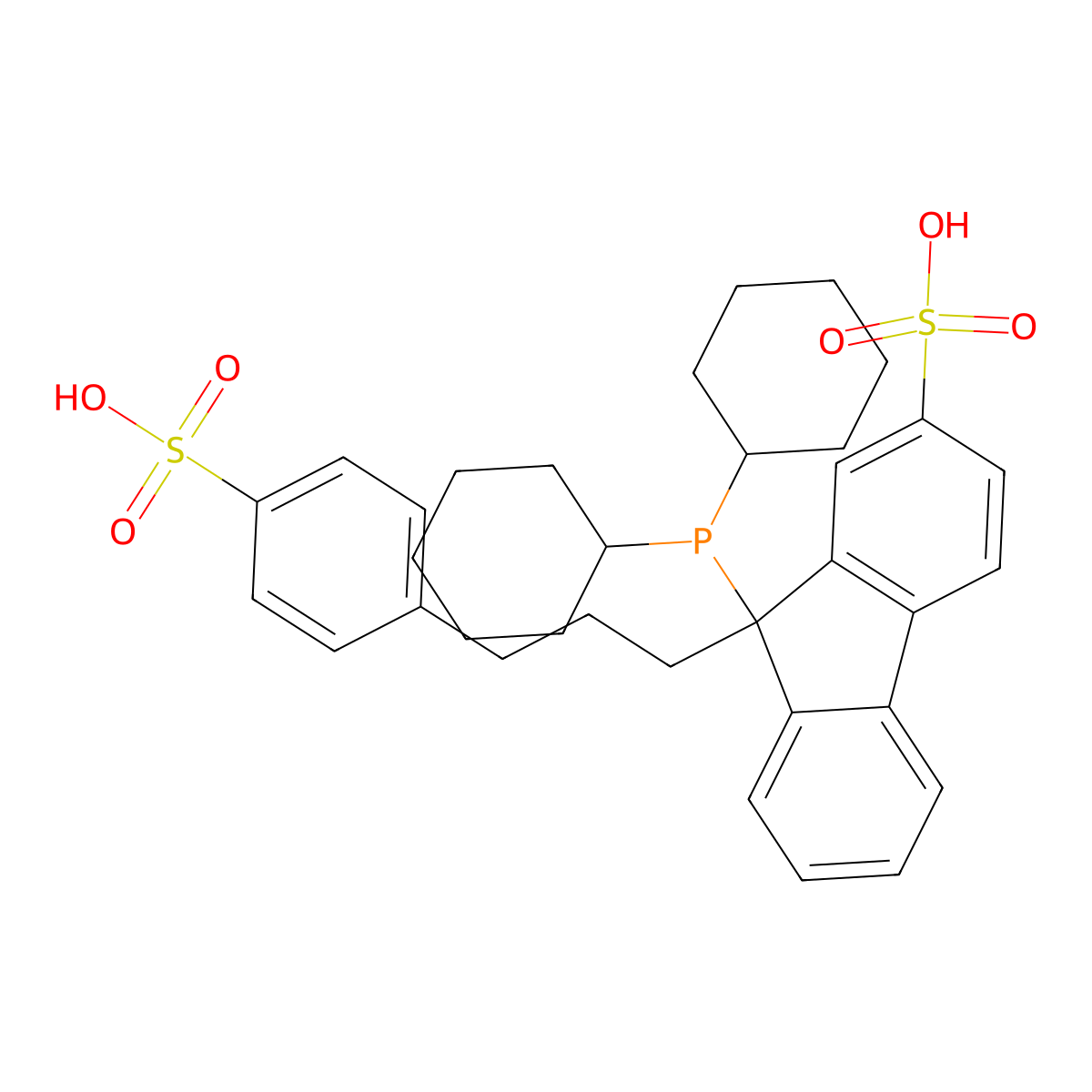 9-(Dicyclohexylphosphino)-9-[3-(4-sulfophenyl)propyl]-9H-fluorene-2-sulfonic acid molecular structure, CAS 1020540-69-5