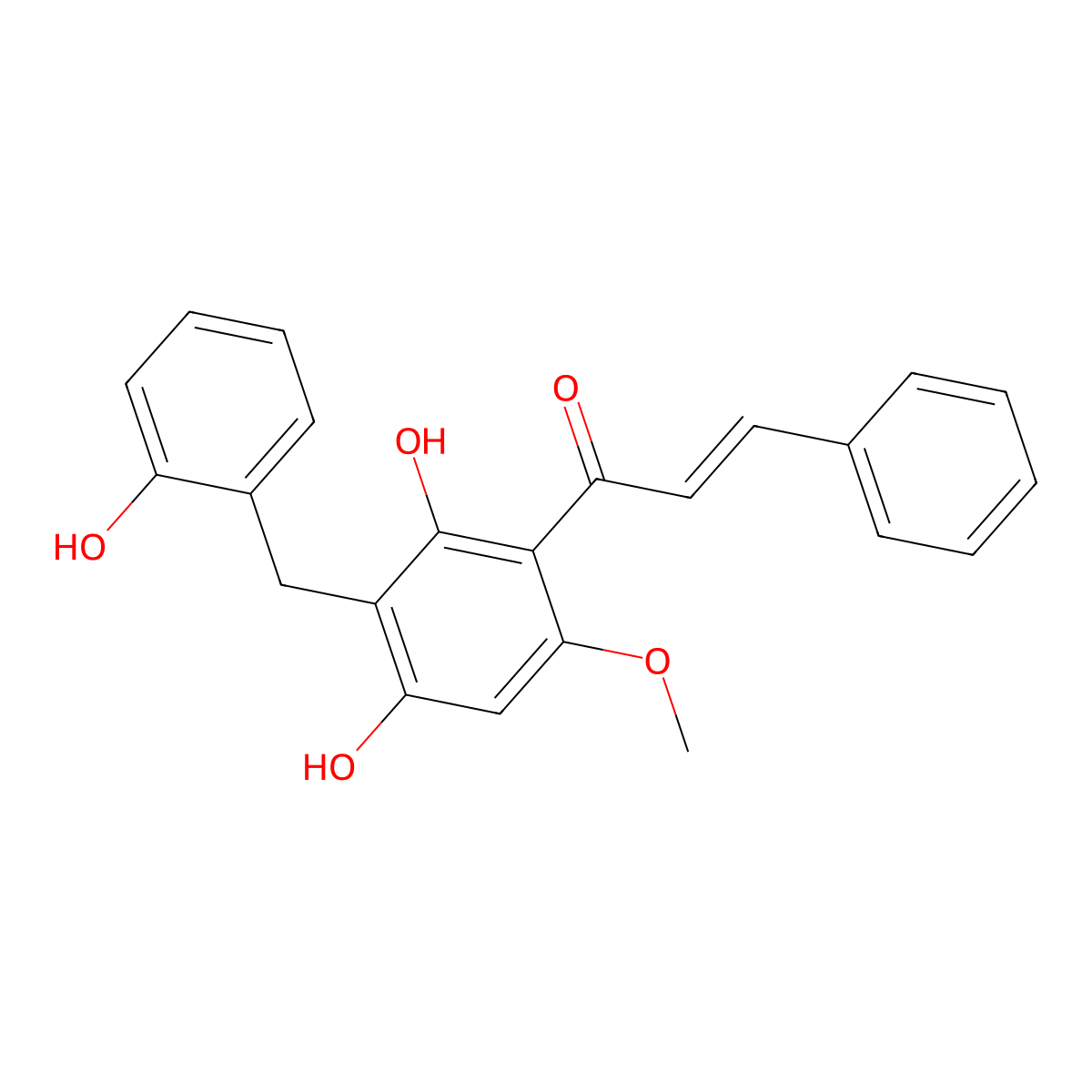 2',4'-Dihydroxy-3'-(2-hydroxy benzyl)-6'-methoxy chalcone molecular structure, CAS 102056-84-8