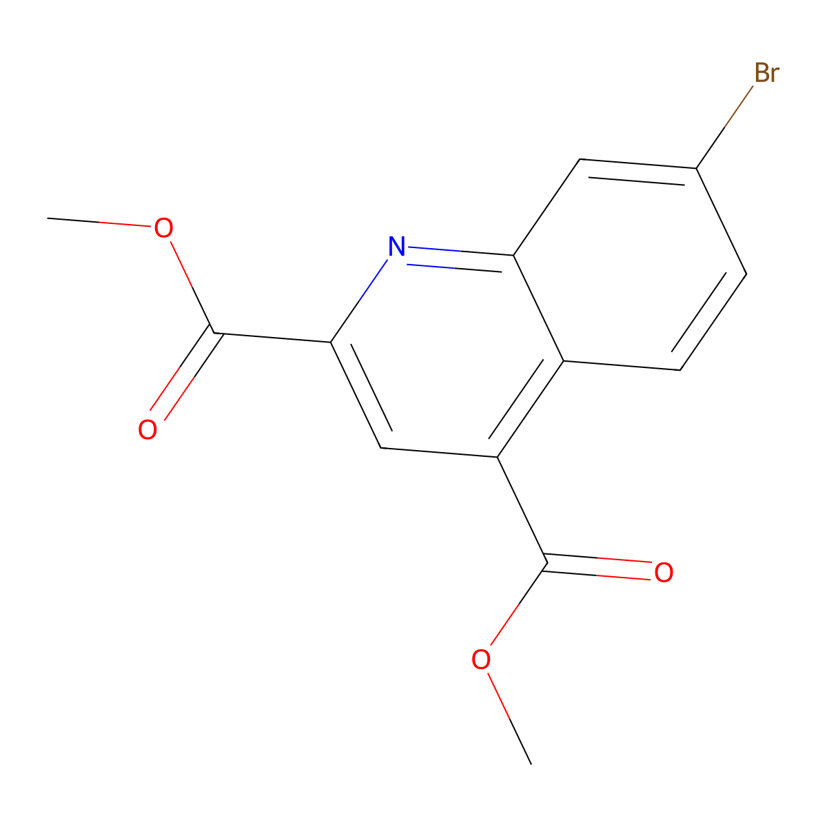 Dimethyl 7-bromoquinoline-2,4-dicarboxylate molecular structure, CAS 1020568-10-8