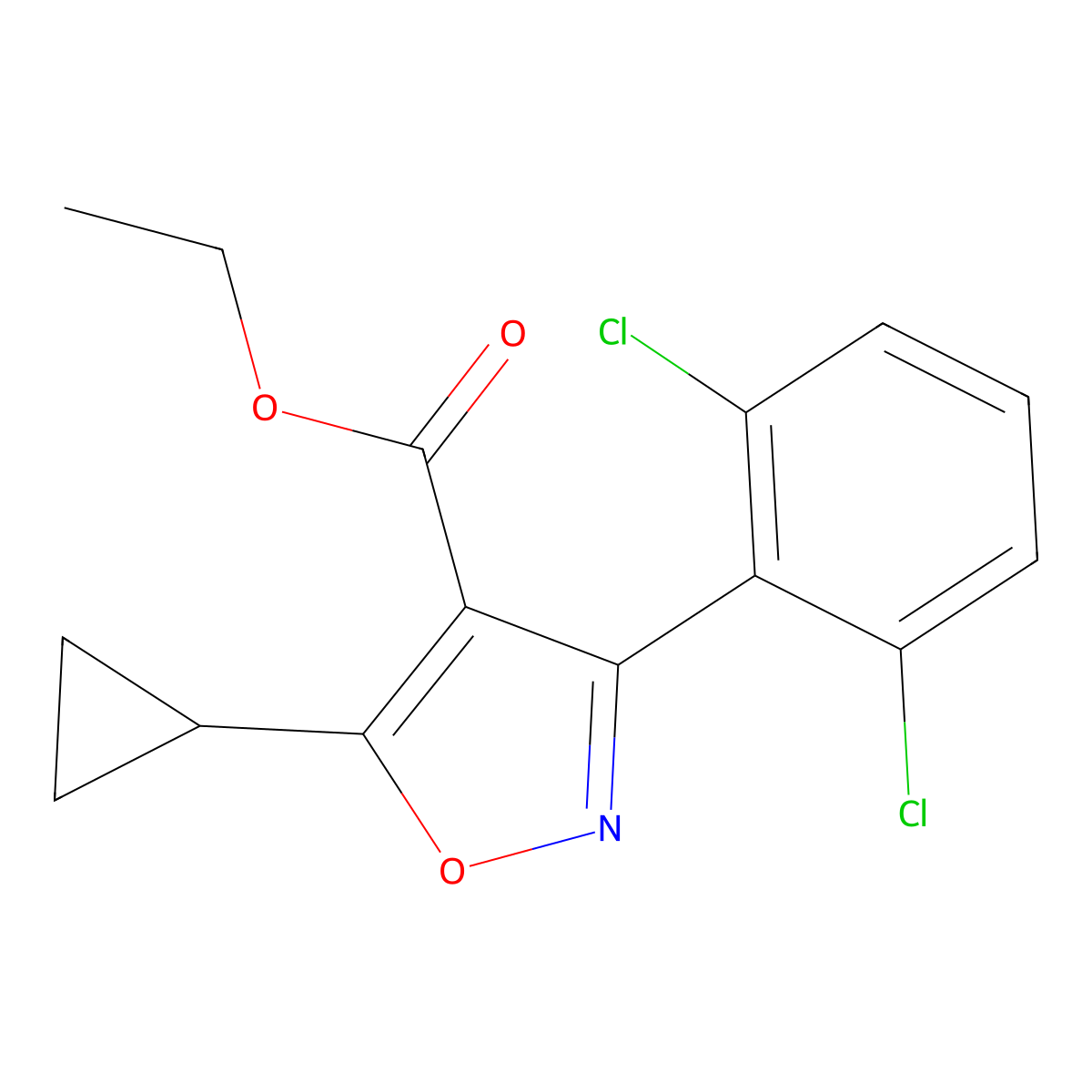 Ethyl 5-cyclopropyl-3-(2,6-dichlorophenyl)isoxazole-4-carboxylate molecular structure, CAS 1020569-65-6