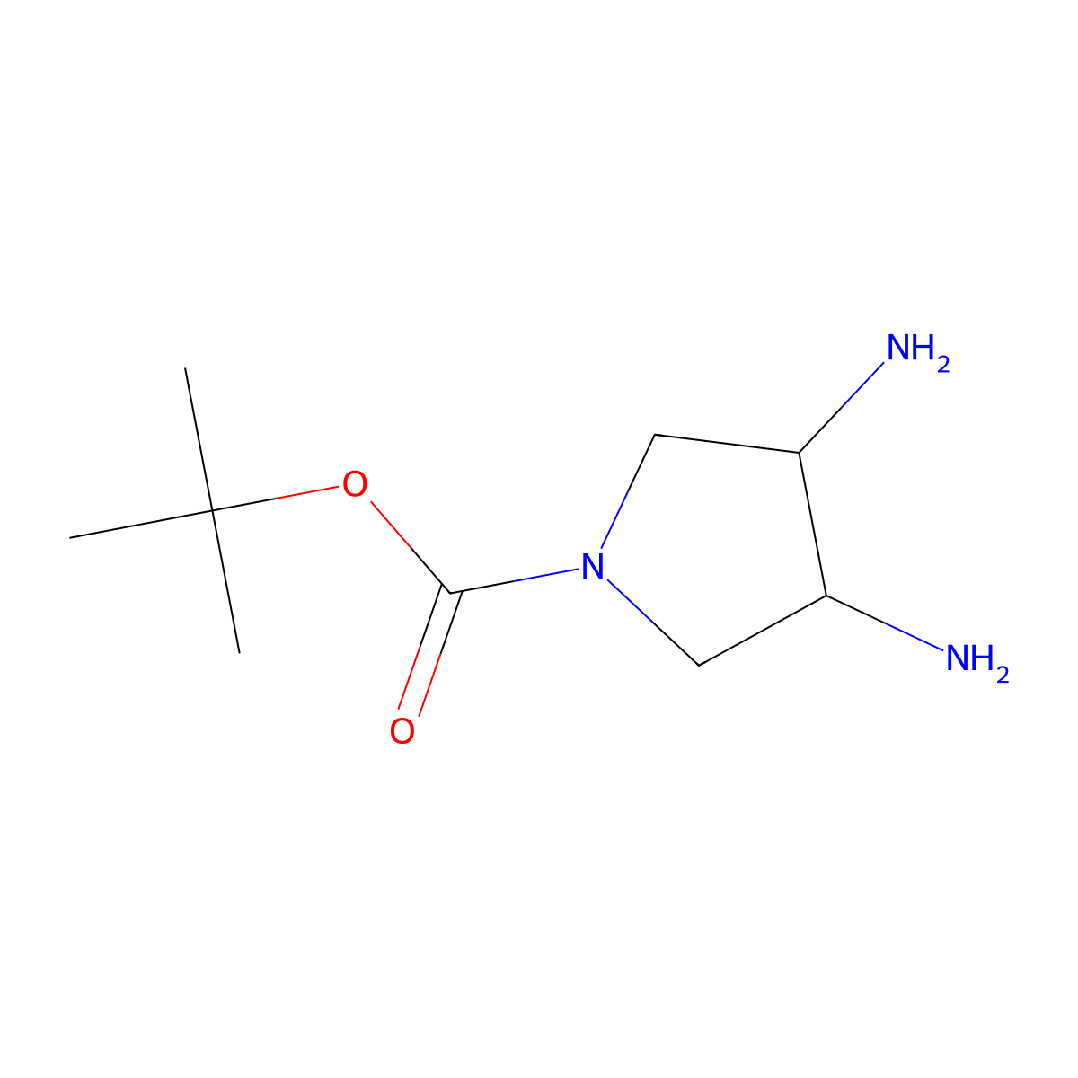 (3S,4S)-rel-tert-Butyl 3,4-diaminopyrrolidine-1-carboxylate molecular structure, CAS 1020571-45-2