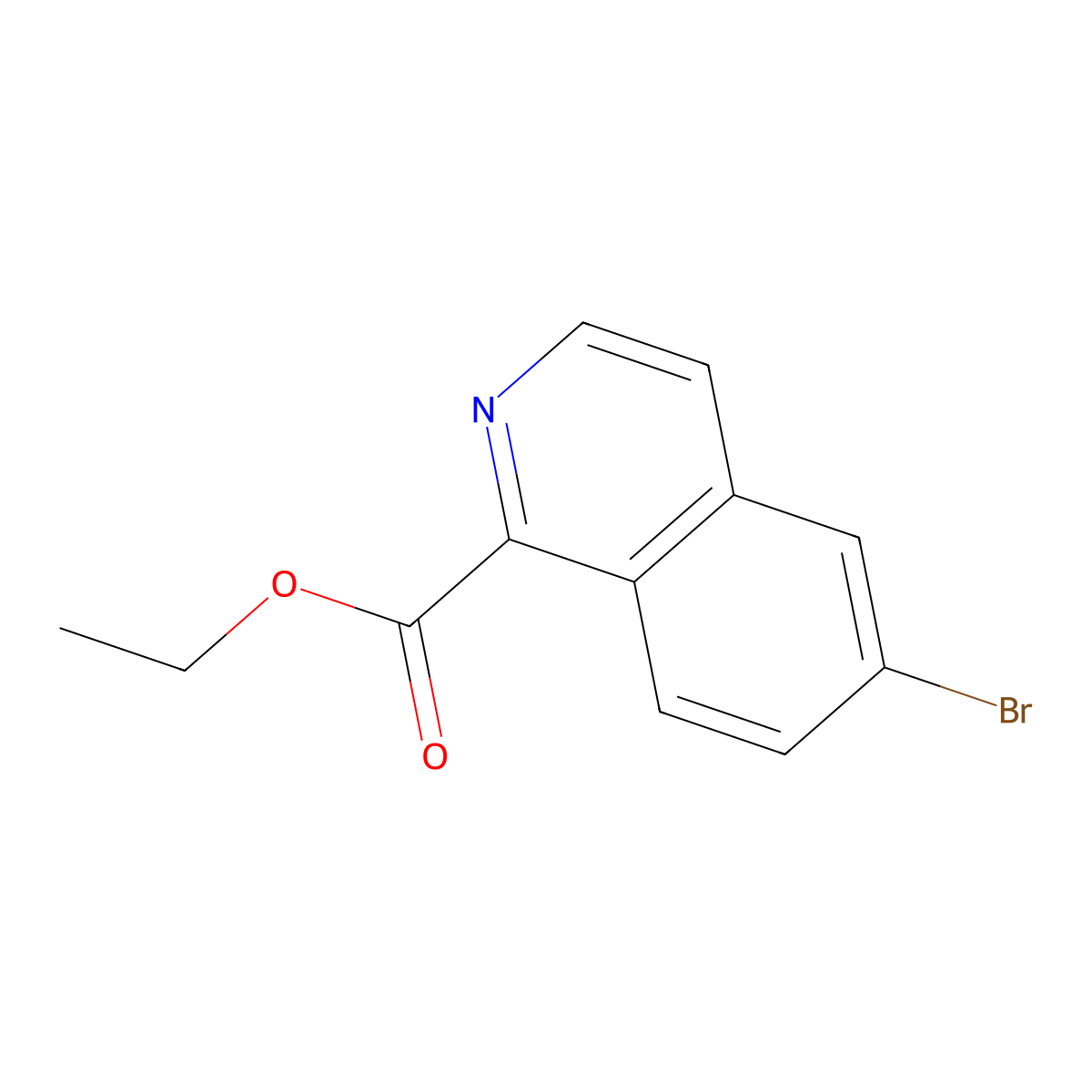 Ethyl 6-bromoisoquinoline-1-carboxylate molecular structure, CAS 1020576-70-8